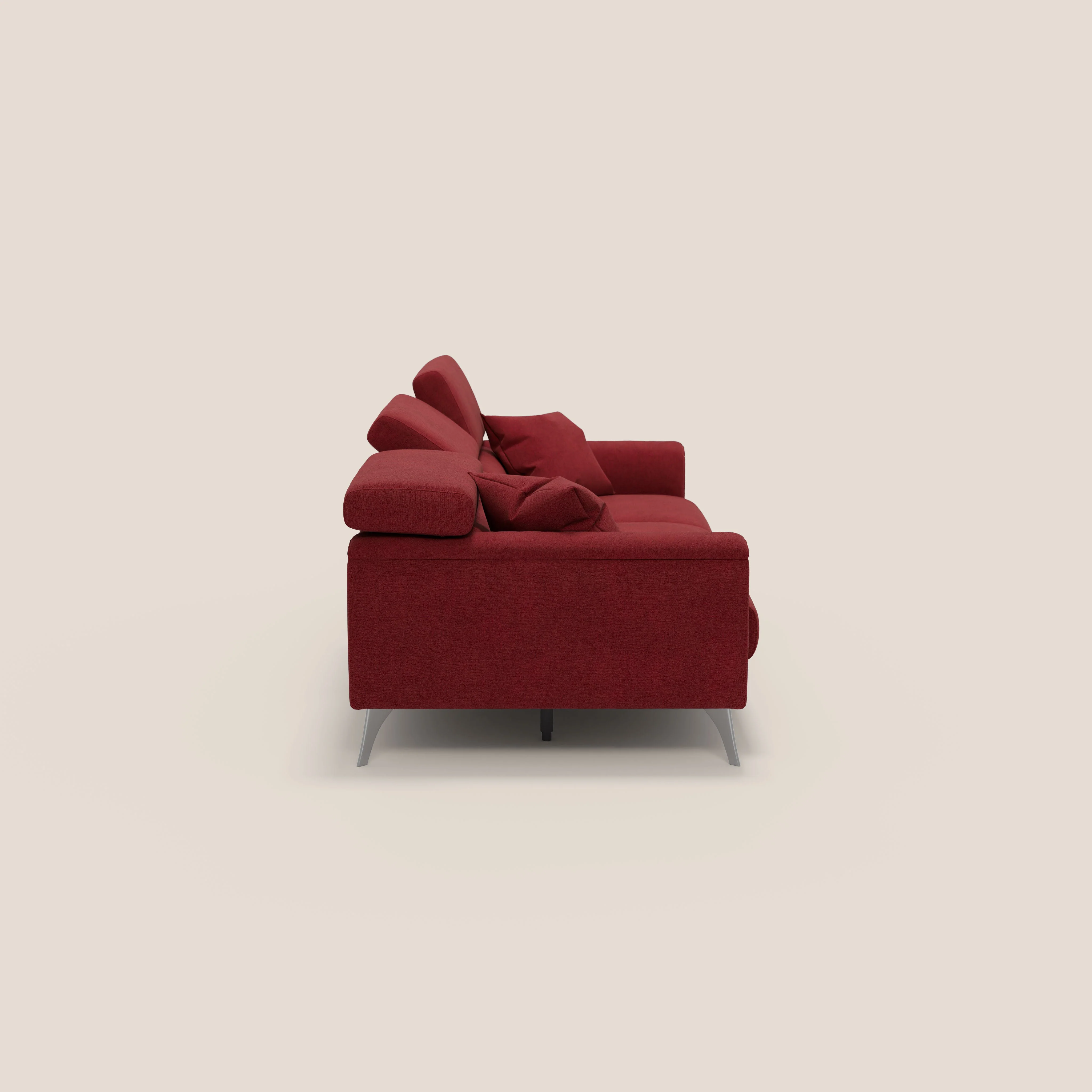 Caravaggio canapé 3 assises extensibles et têtières réglables en tissu imperméable T02 rouge - Image 6
