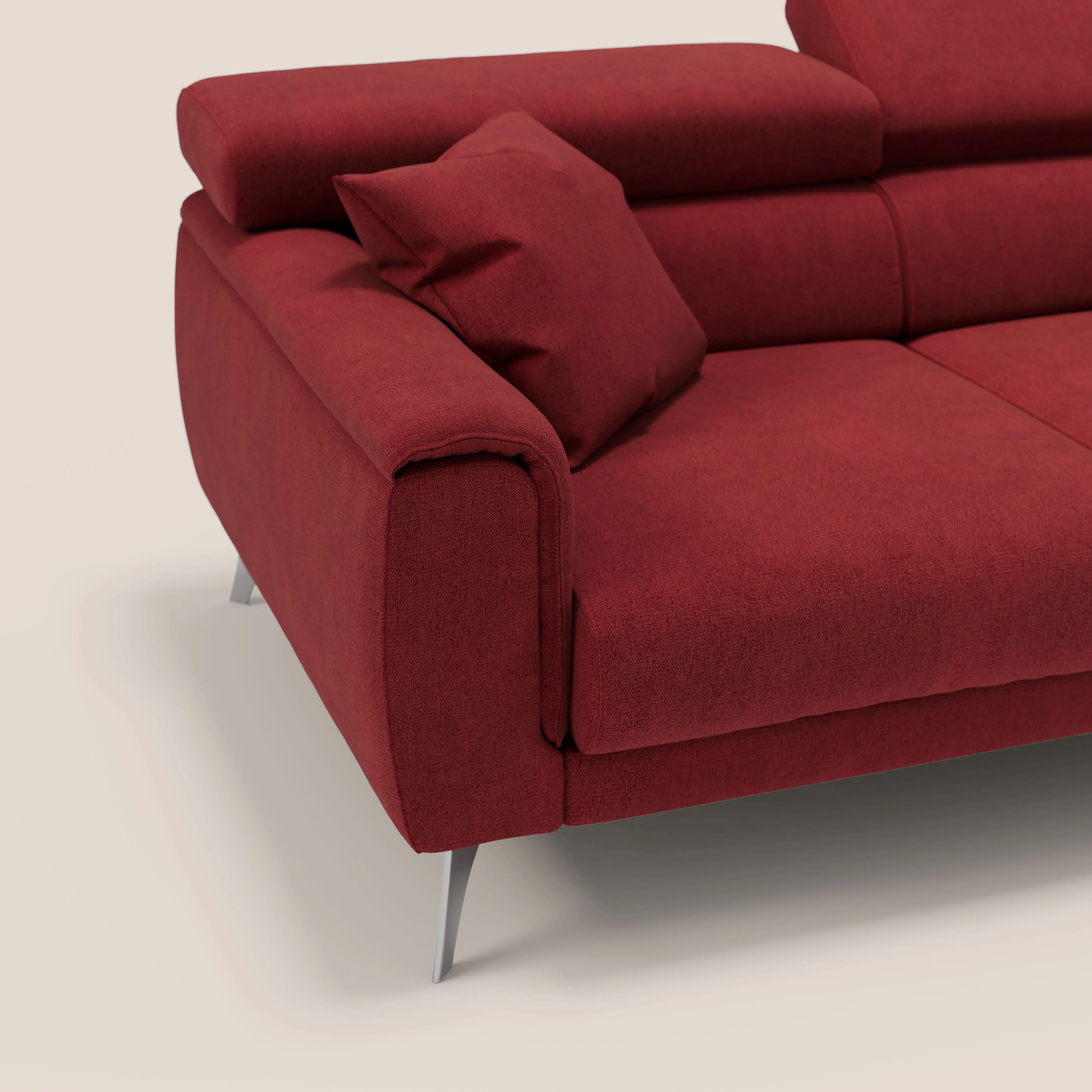 Caravaggio canapé 3 assises extensibles et têtières réglables en tissu imperméable T02 rouge - Image 8