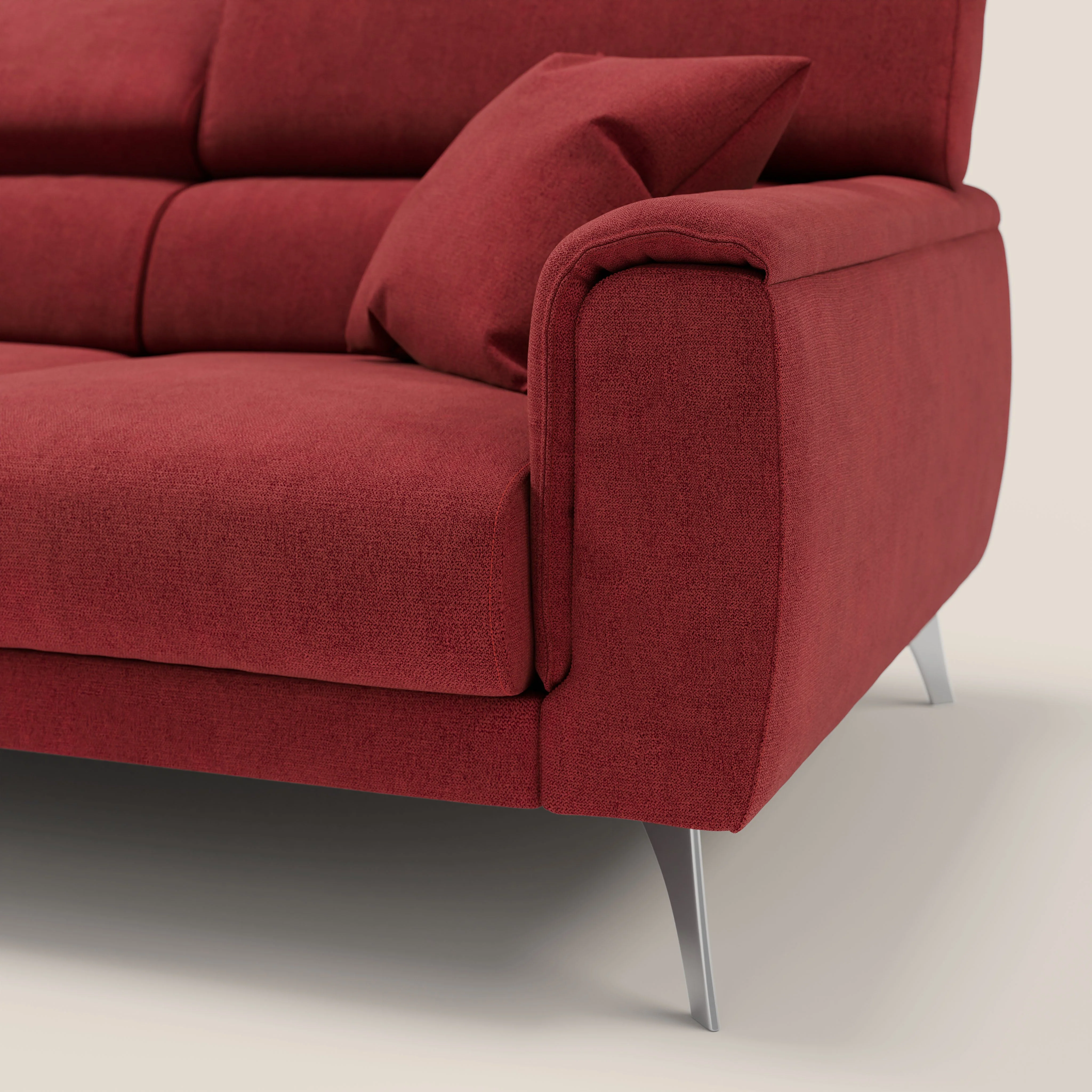 Caravaggio canapé 3 assises extensibles et têtières réglables en tissu imperméable T02 rouge - Image 9