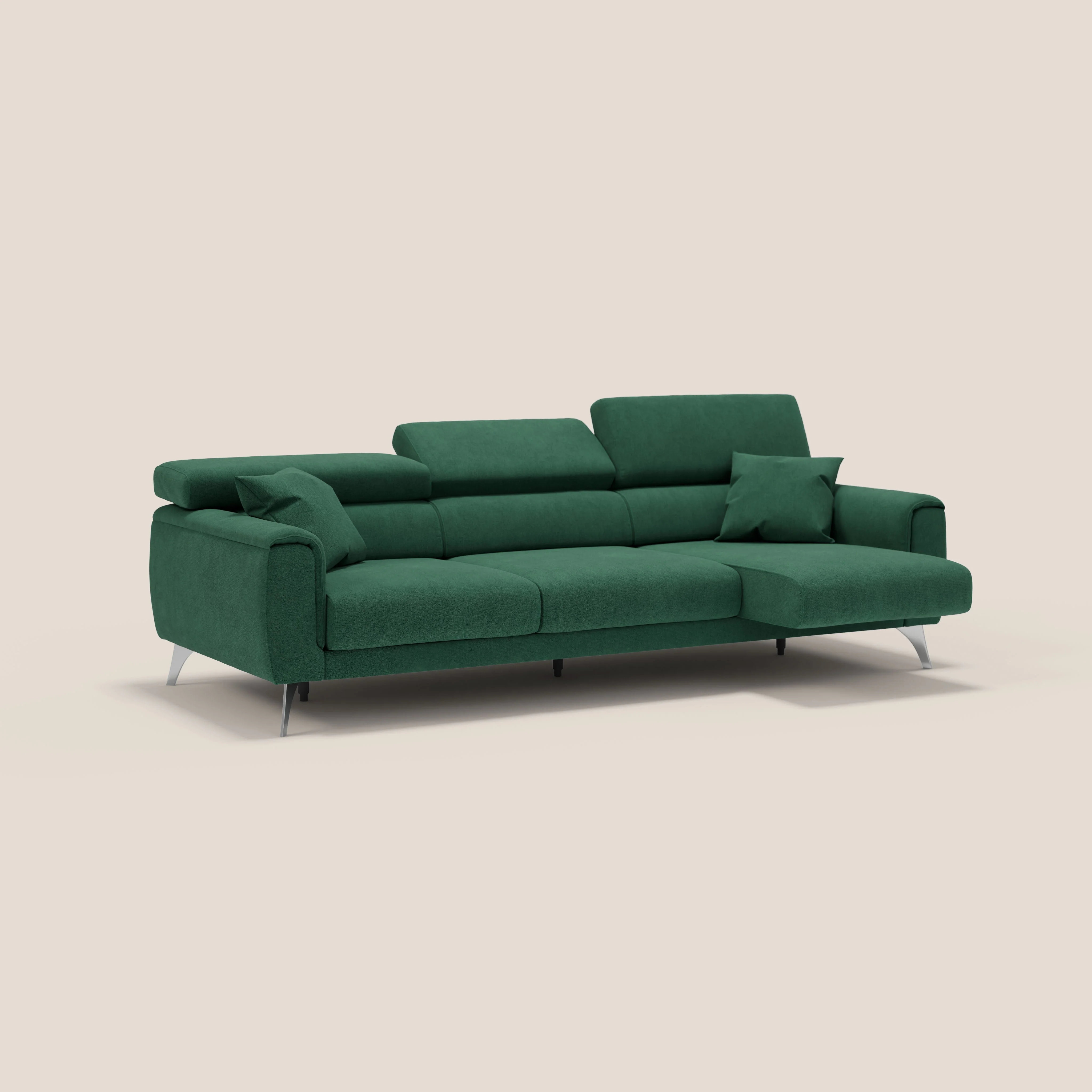Caravaggio canapé 3 assises extensibles et têtières réglables en tissu imperméable T02 vert - Image 2