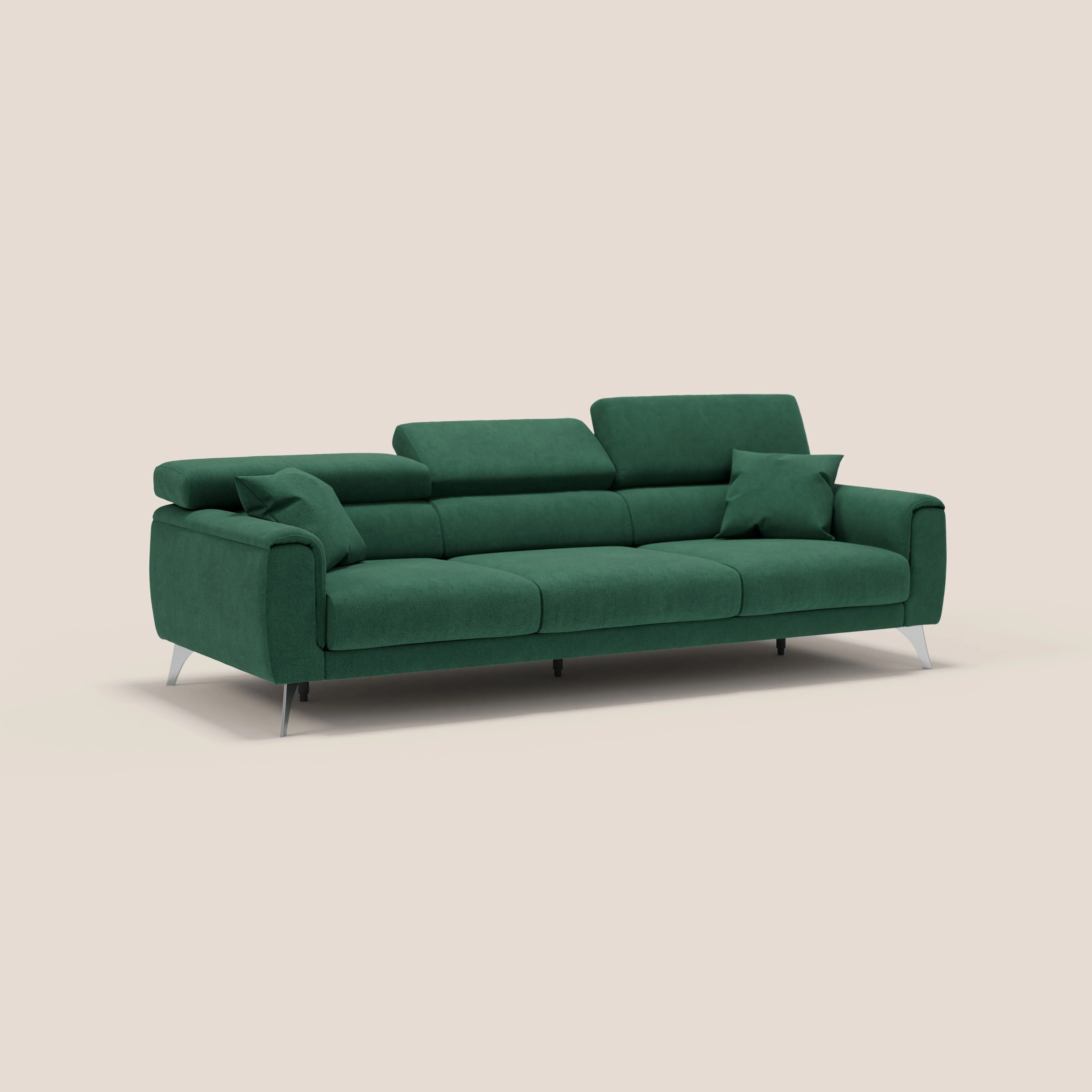 Caravaggio canapé 3 assises extensibles et têtières réglables en tissu imperméable T02 vert - Image 3