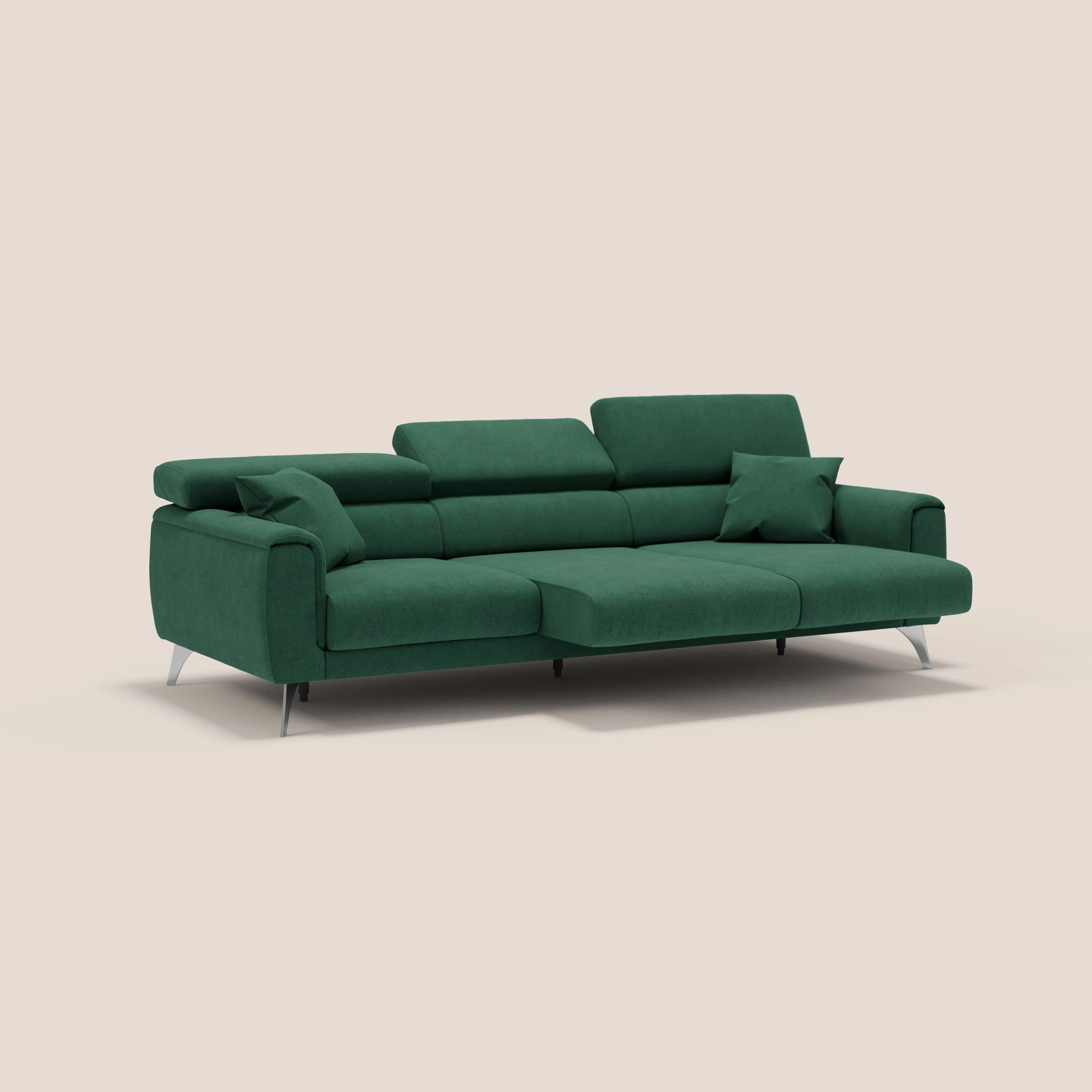 Caravaggio canapé 3 assises extensibles et têtières réglables en tissu imperméable T02 vert - Image 4