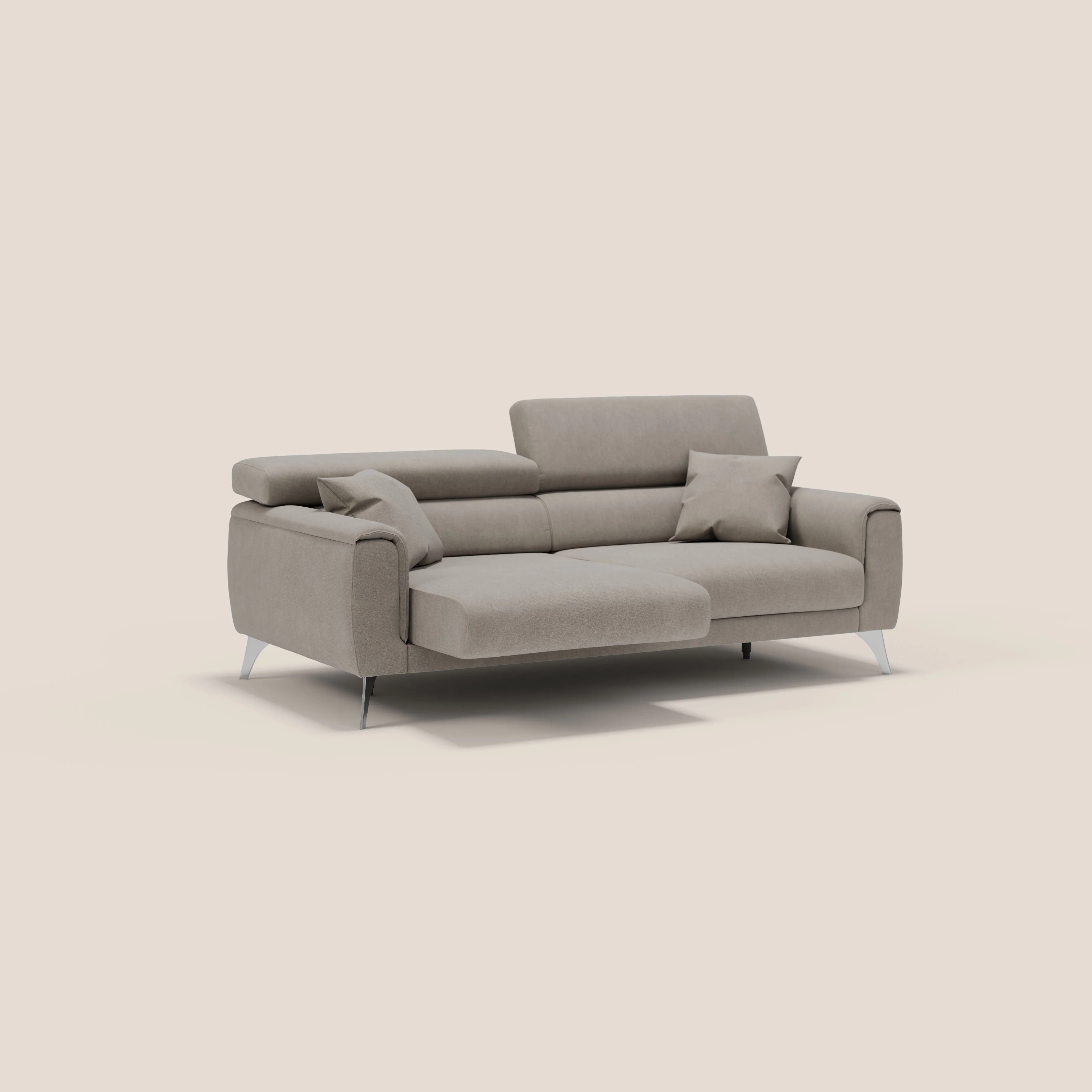 Caravaggio Canapé avec assises extensibles et têtières réglables en tissu imperméable T02 beige - Image 2