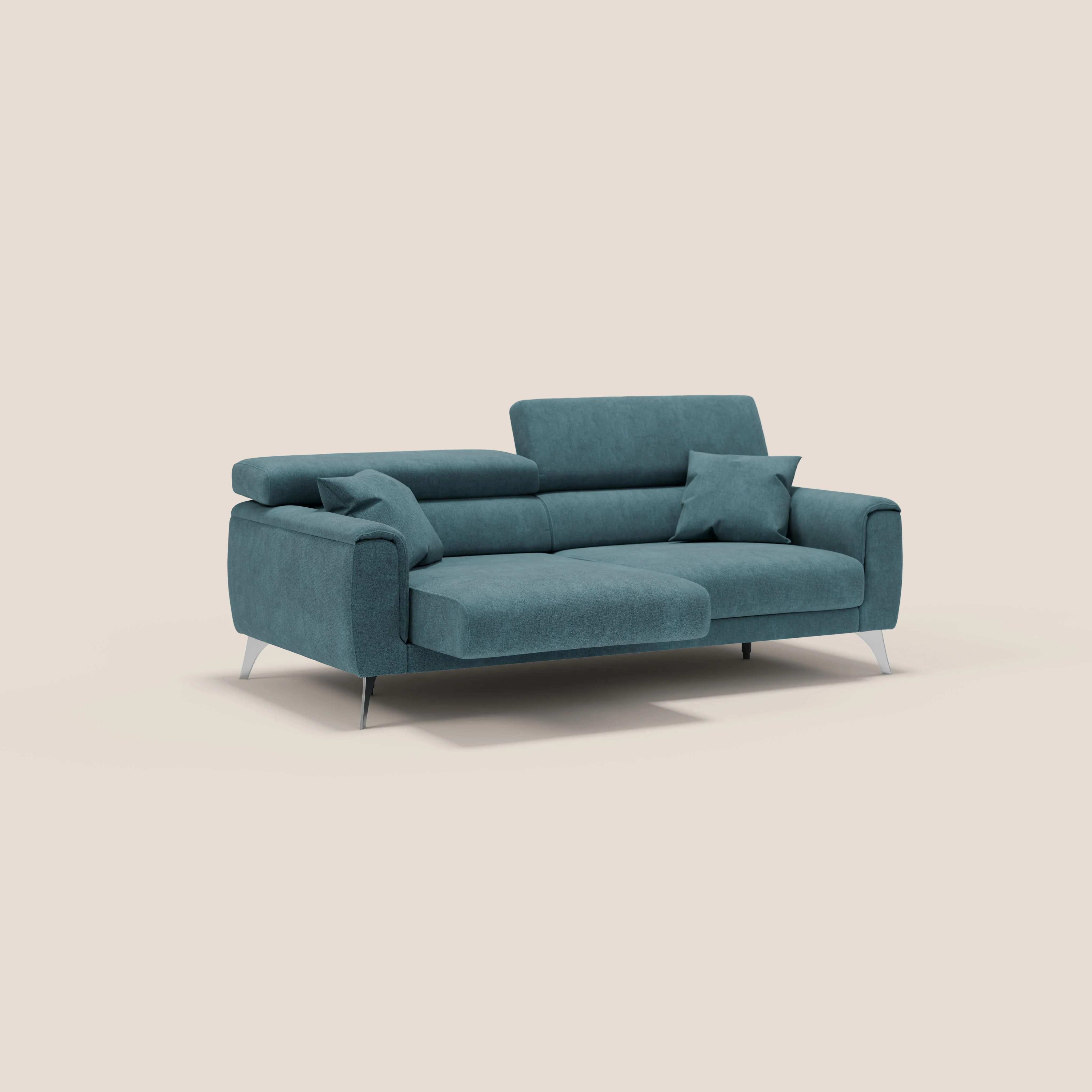 Caravaggio Canapé avec assises extensibles et têtières réglables en tissu imperméable T02 bleu canard - Image 2