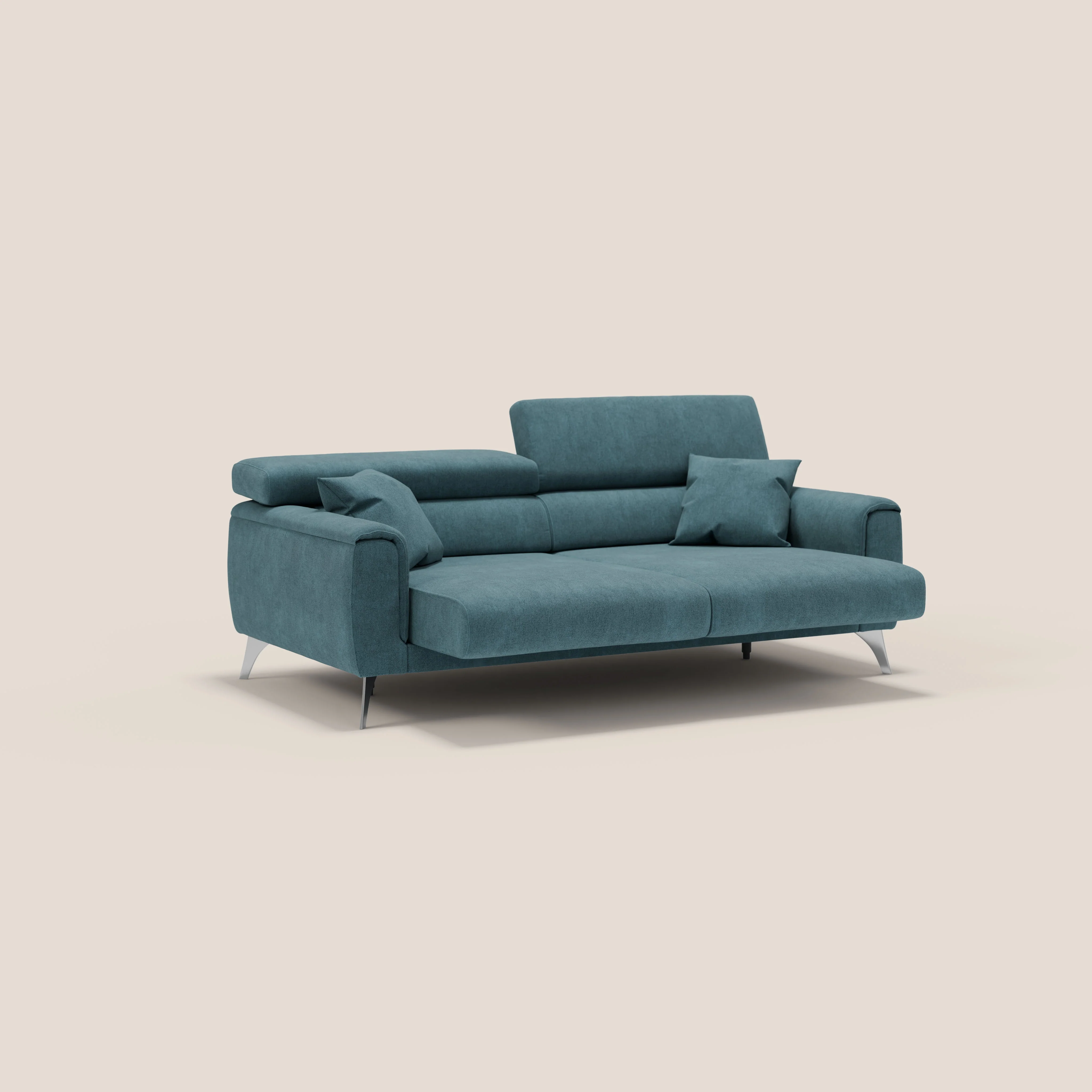 Caravaggio Canapé avec assises extensibles et têtières réglables en tissu imperméable T02 bleu canard - Image 4