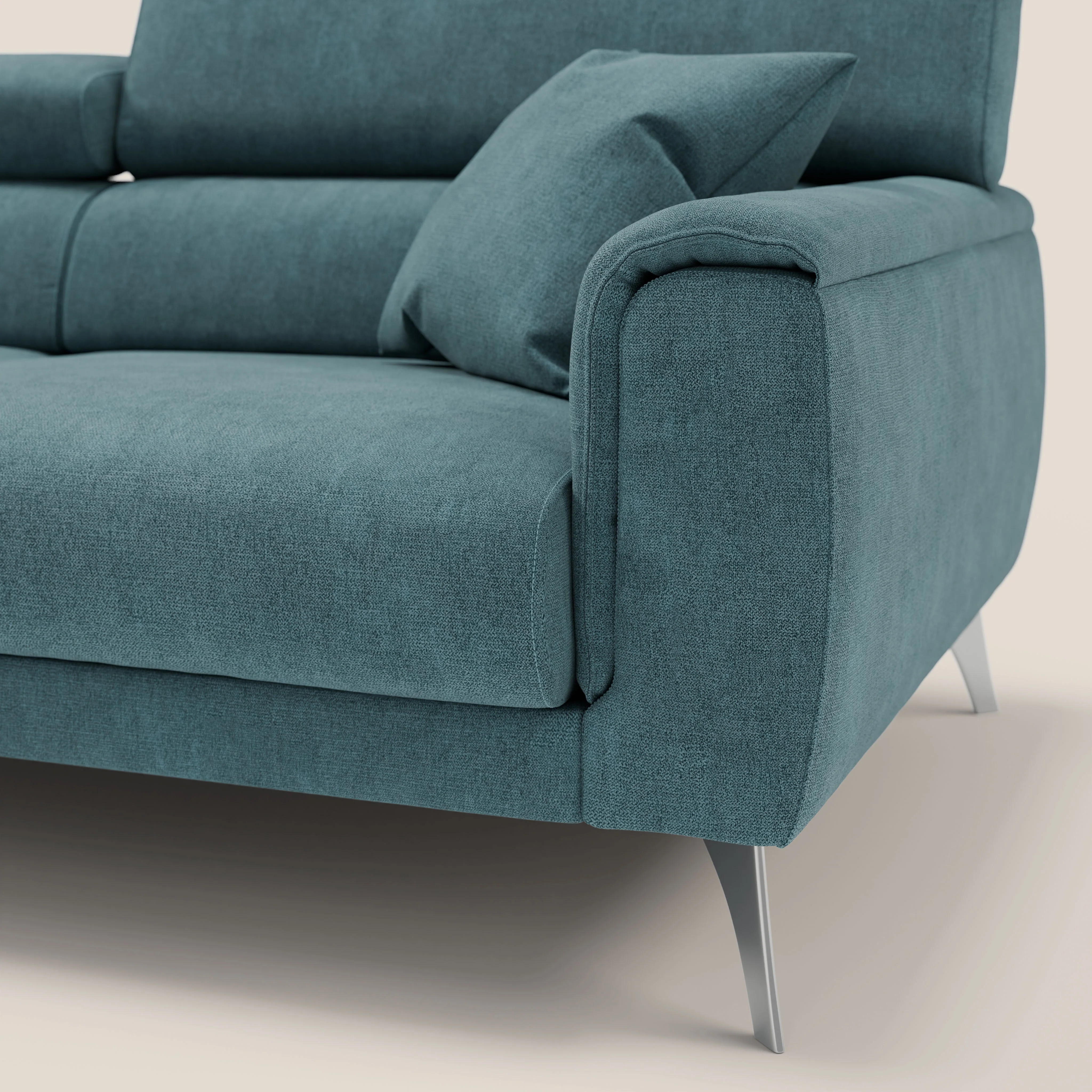 Caravaggio Canapé avec assises extensibles et têtières réglables en tissu imperméable T02 bleu canard - Image 8