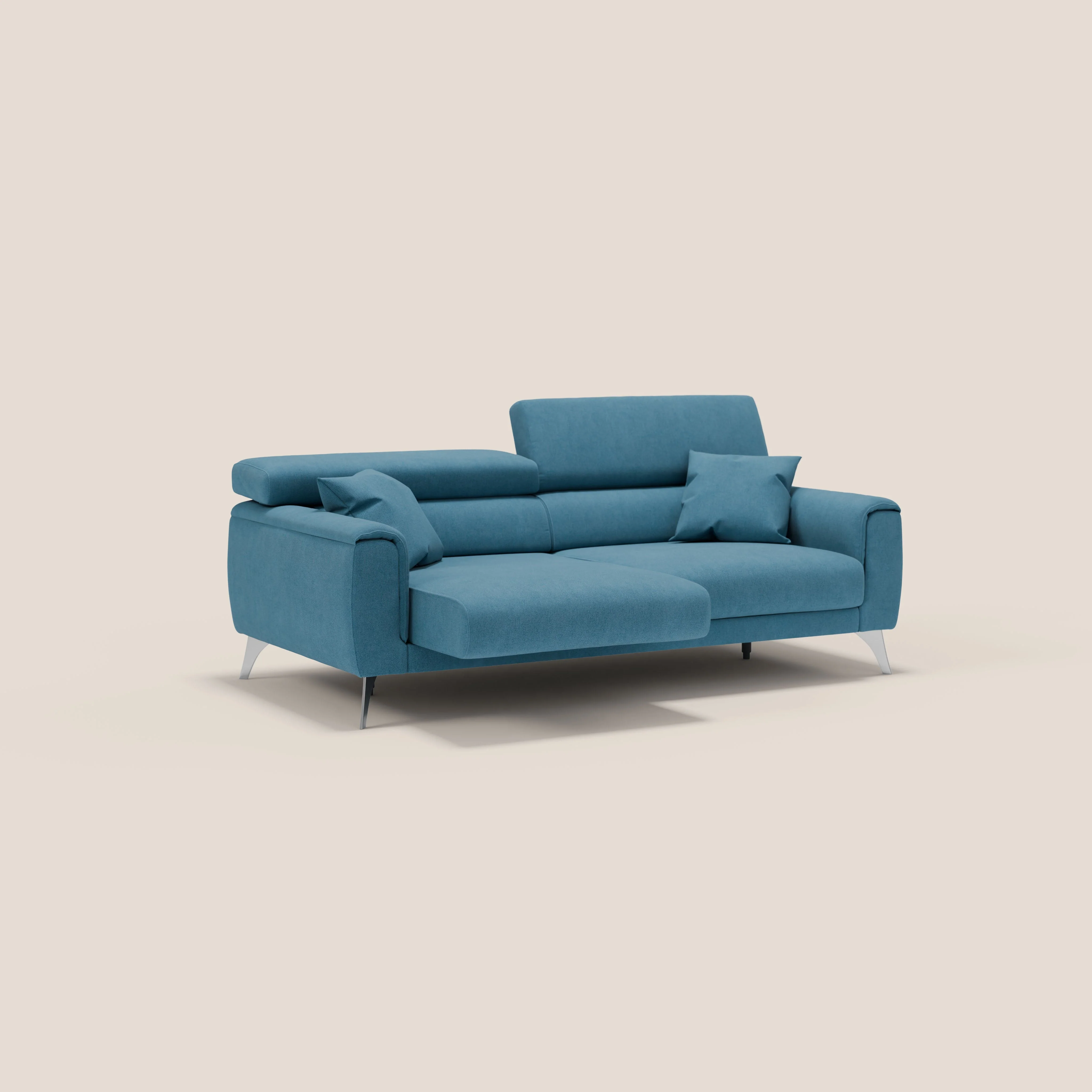 Caravaggio Canapé avec assises extensibles et têtières réglables en tissu imperméable T02 bleu ciel - Image 2