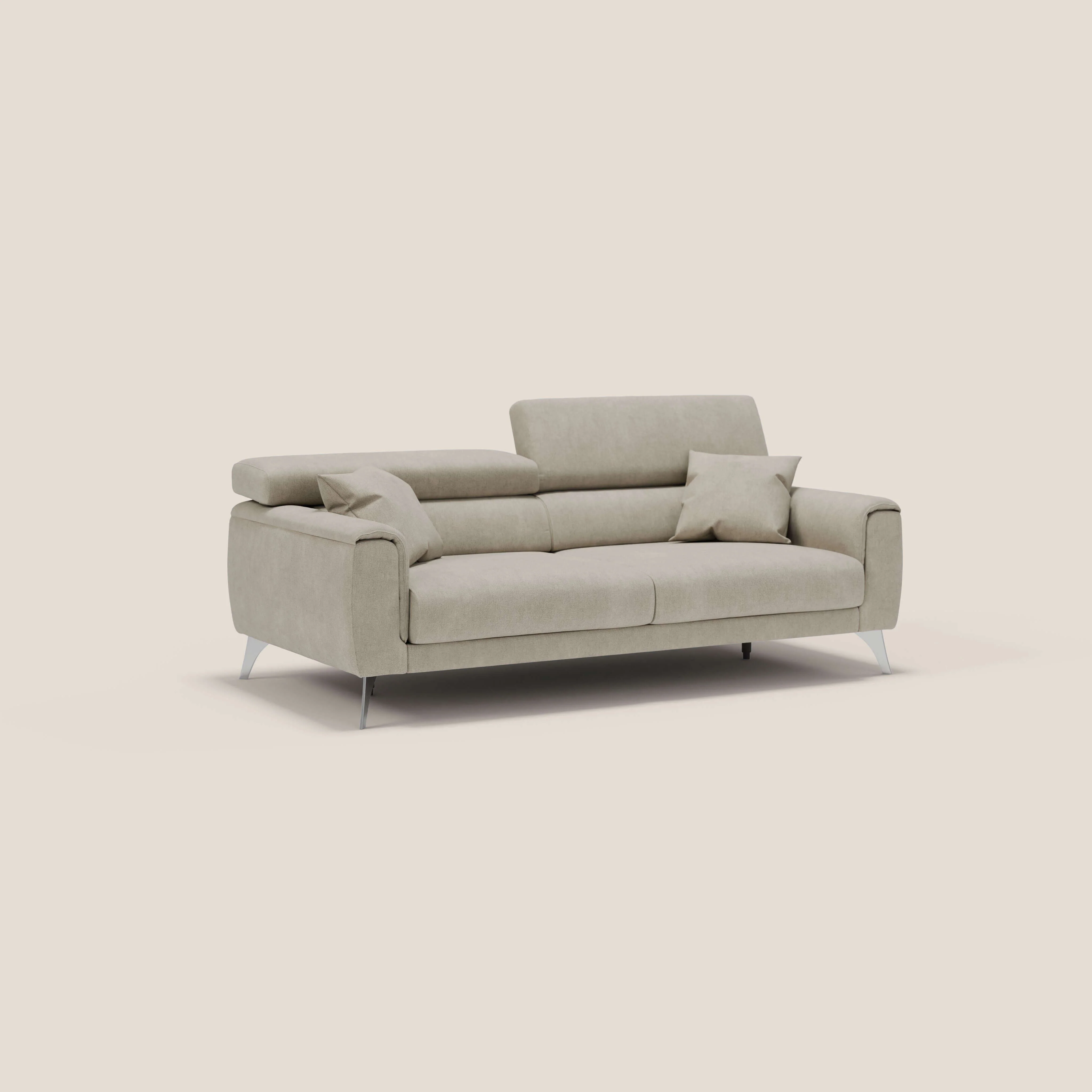 Caravaggio Canapé avec assises extensibles et têtières réglables en tissu imperméable T02 crème - Image 3