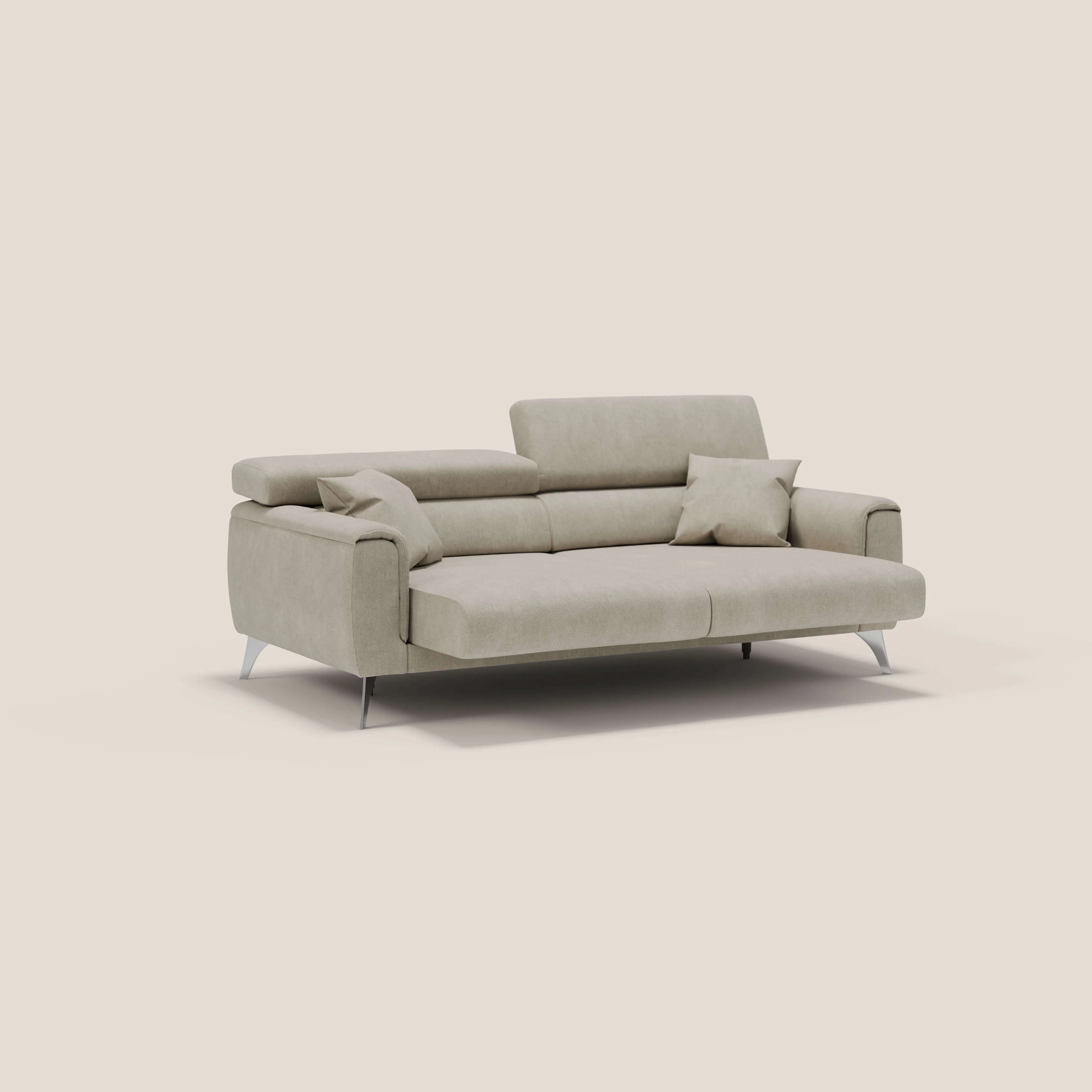 Caravaggio Canapé avec assises extensibles et têtières réglables en tissu imperméable T02 crème - Image 4
