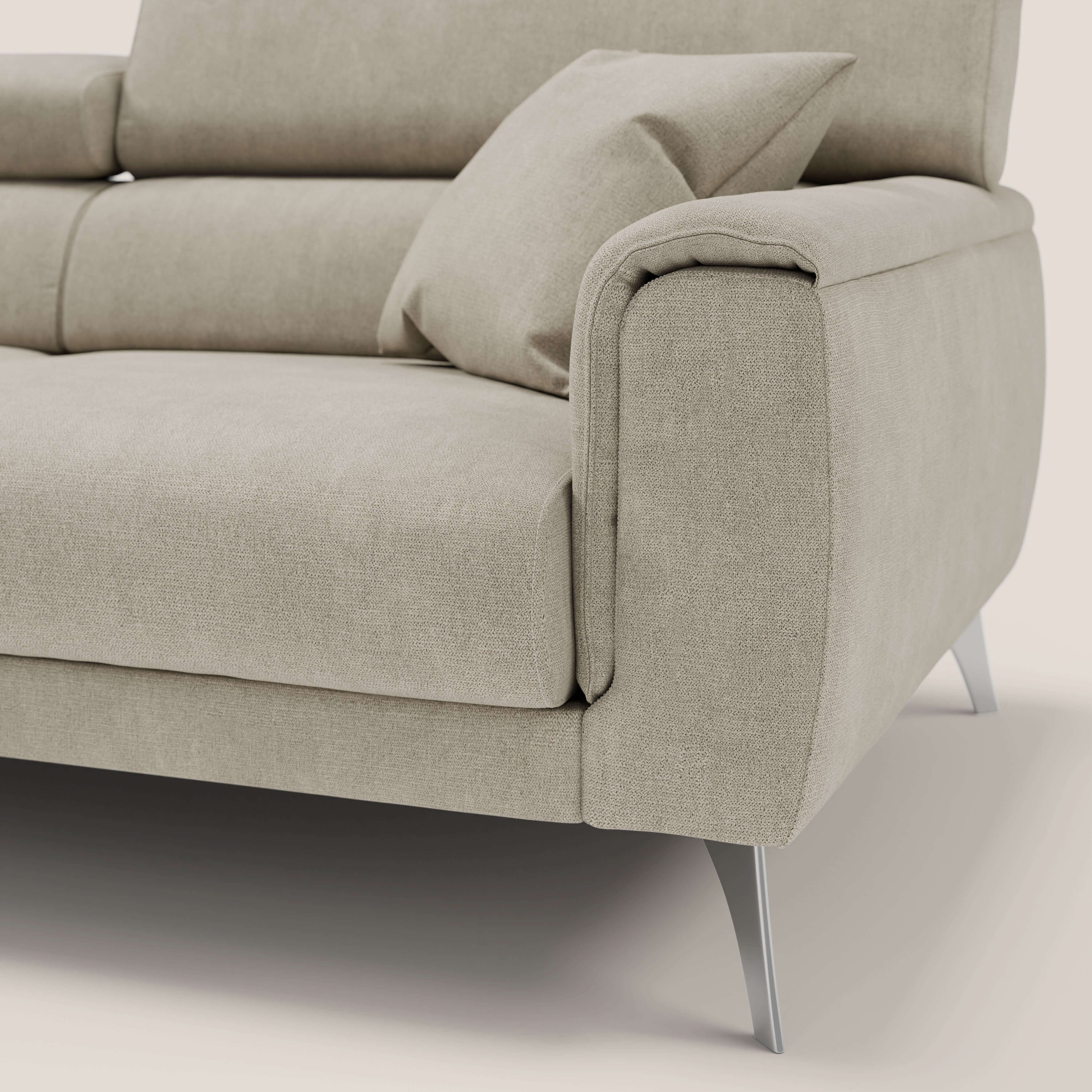 Caravaggio Canapé avec assises extensibles et têtières réglables en tissu imperméable T02 crème - Image 6