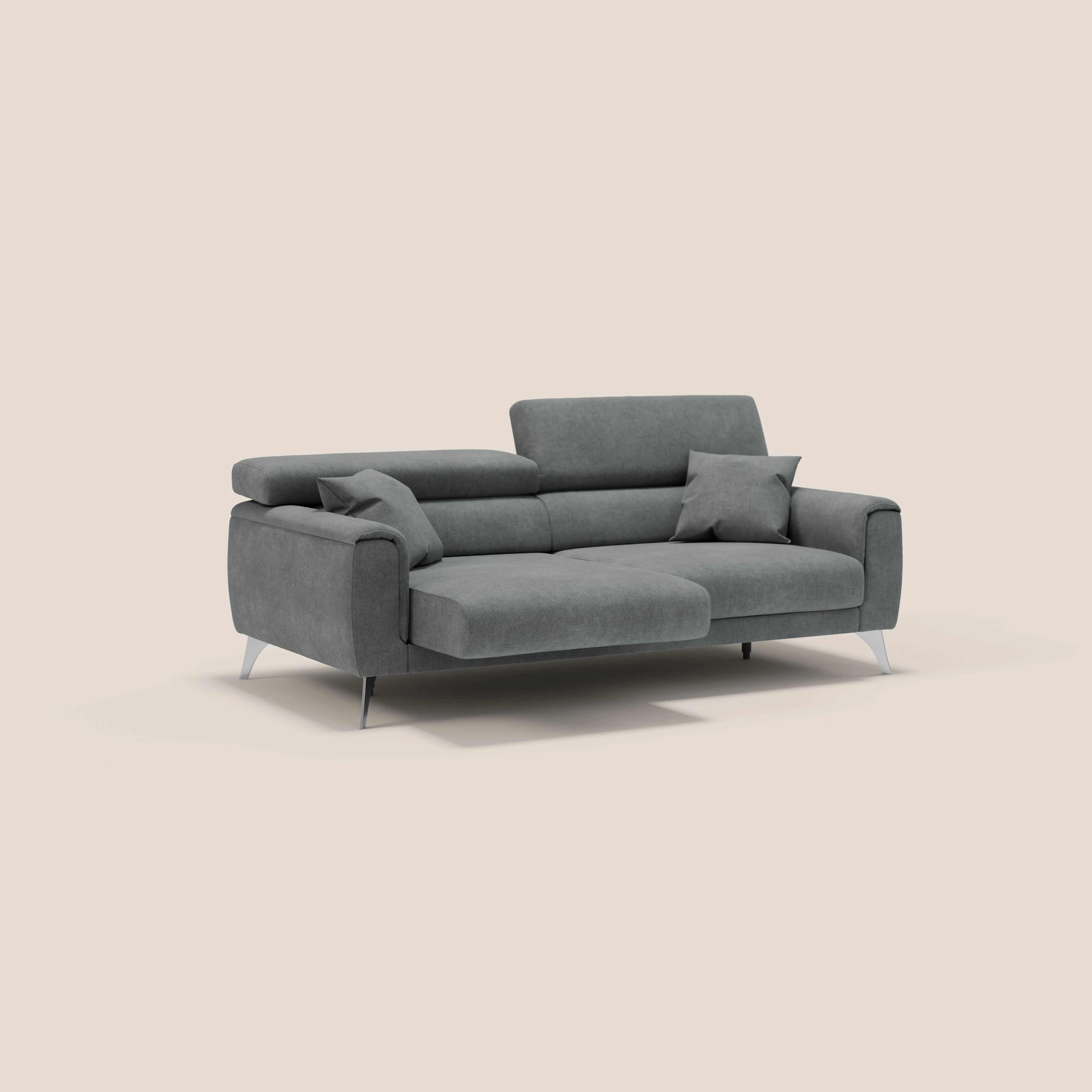 Caravaggio Canapé avec assises extensibles et têtières réglables en tissu imperméable T02 gris - Image 2