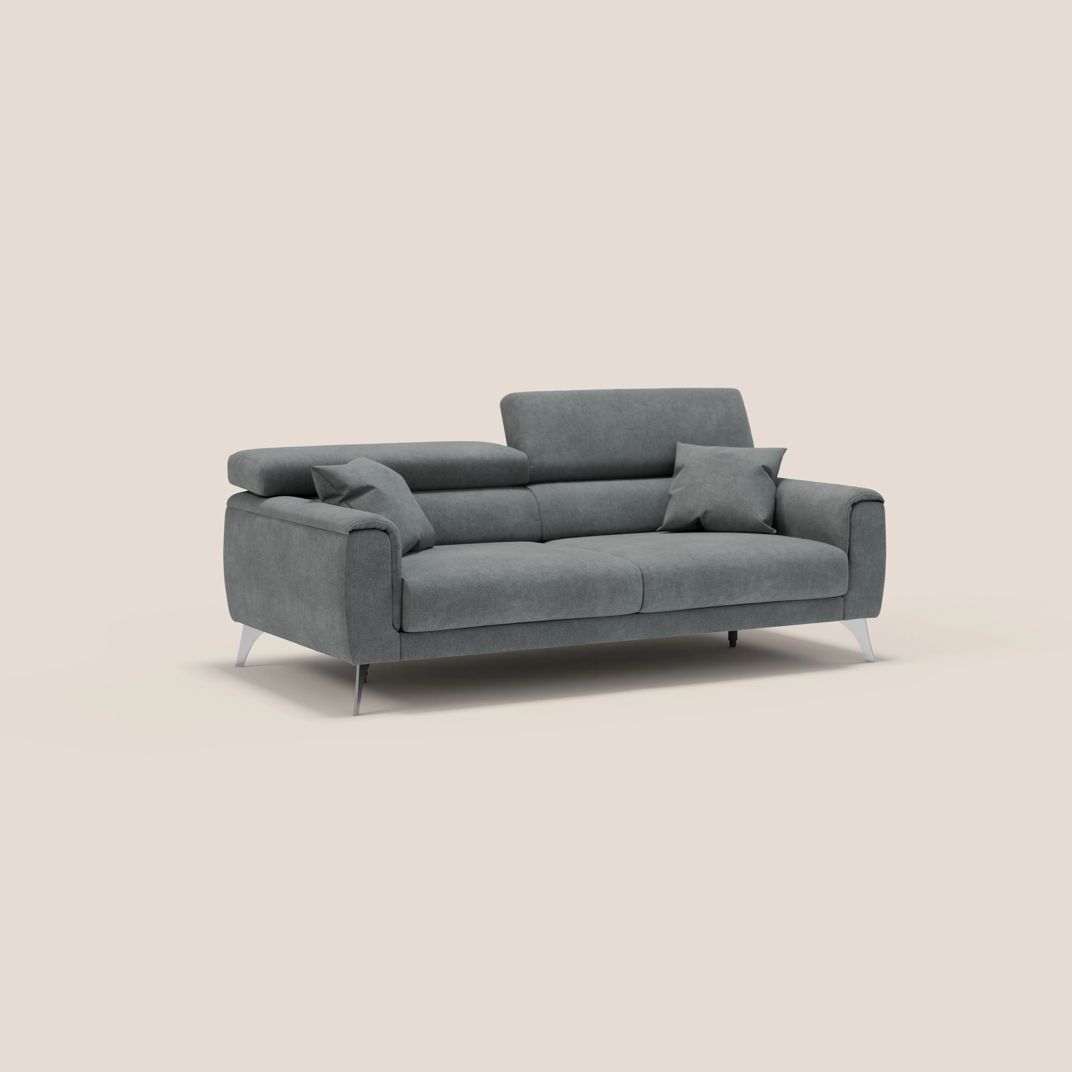 Caravaggio Canapé avec assises extensibles et têtières réglables en tissu imperméable T02 gris - Image 3