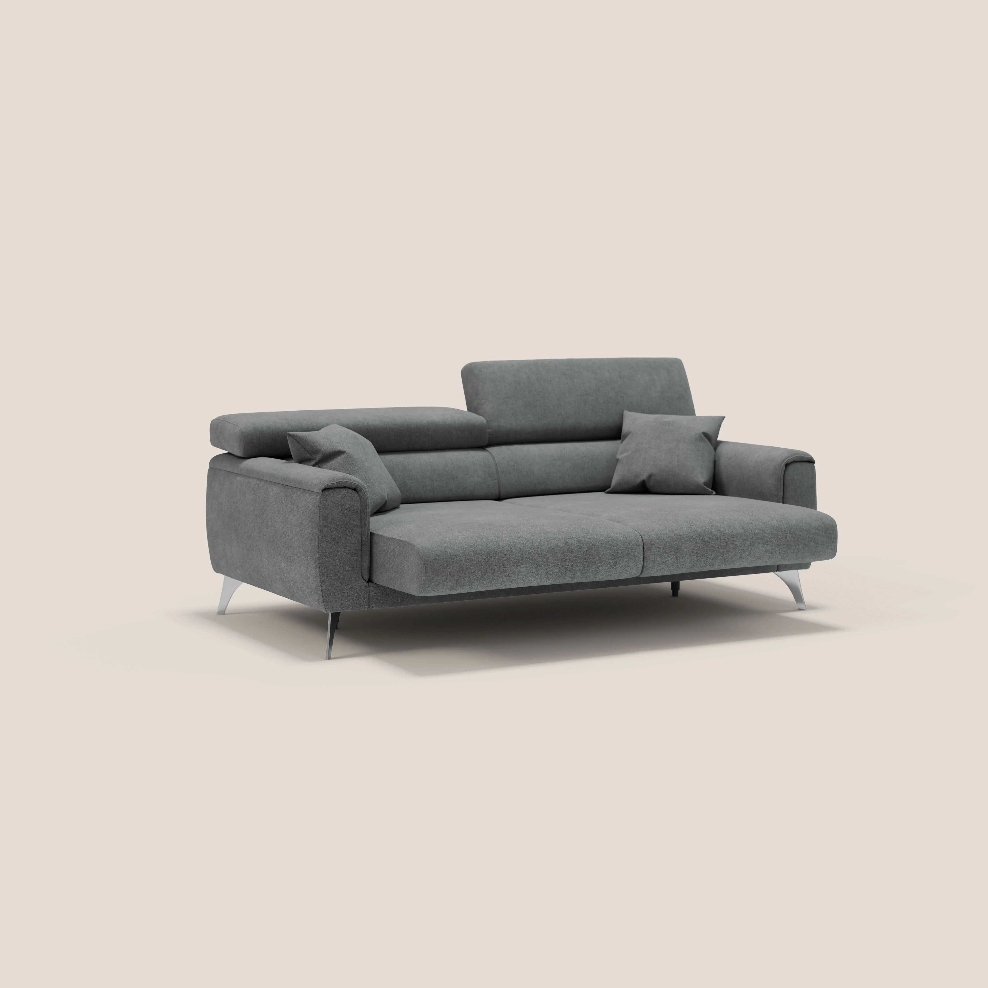 Caravaggio Canapé avec assises extensibles et têtières réglables en tissu imperméable T02 gris - Image 4