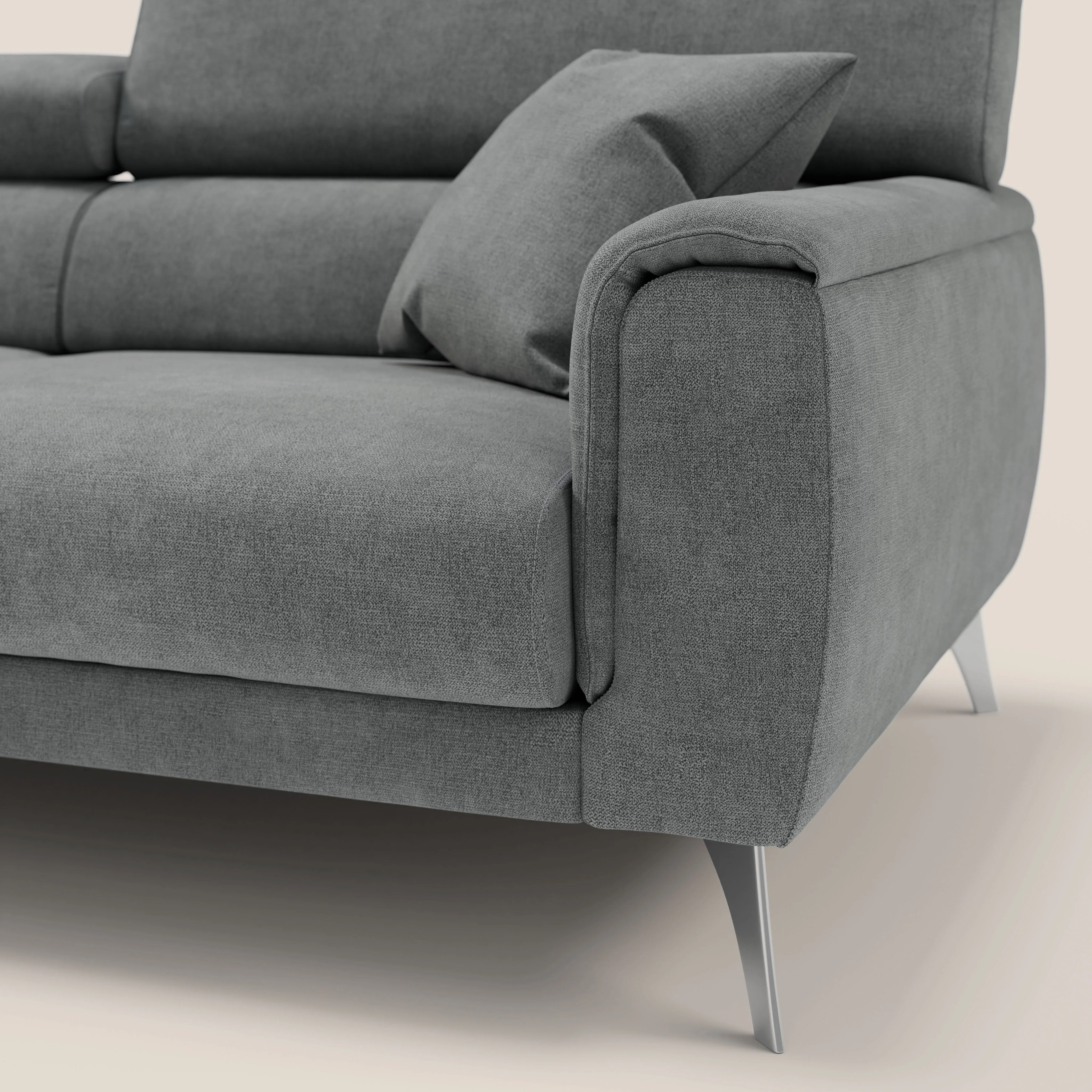Caravaggio Canapé avec assises extensibles et têtières réglables en tissu imperméable T02 gris - Image 6