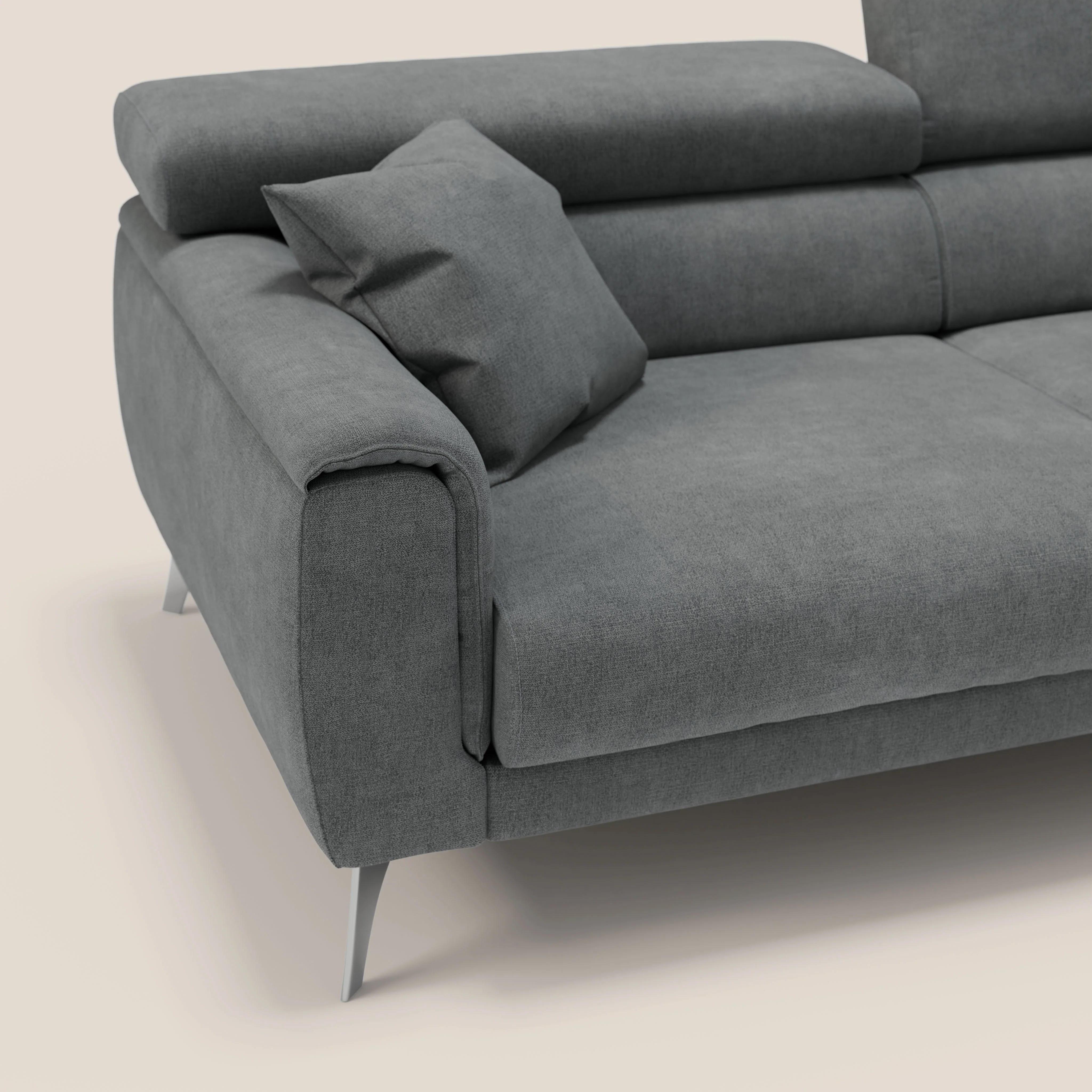 Caravaggio Canapé avec assises extensibles et têtières réglables en tissu imperméable T02 gris - Image 7