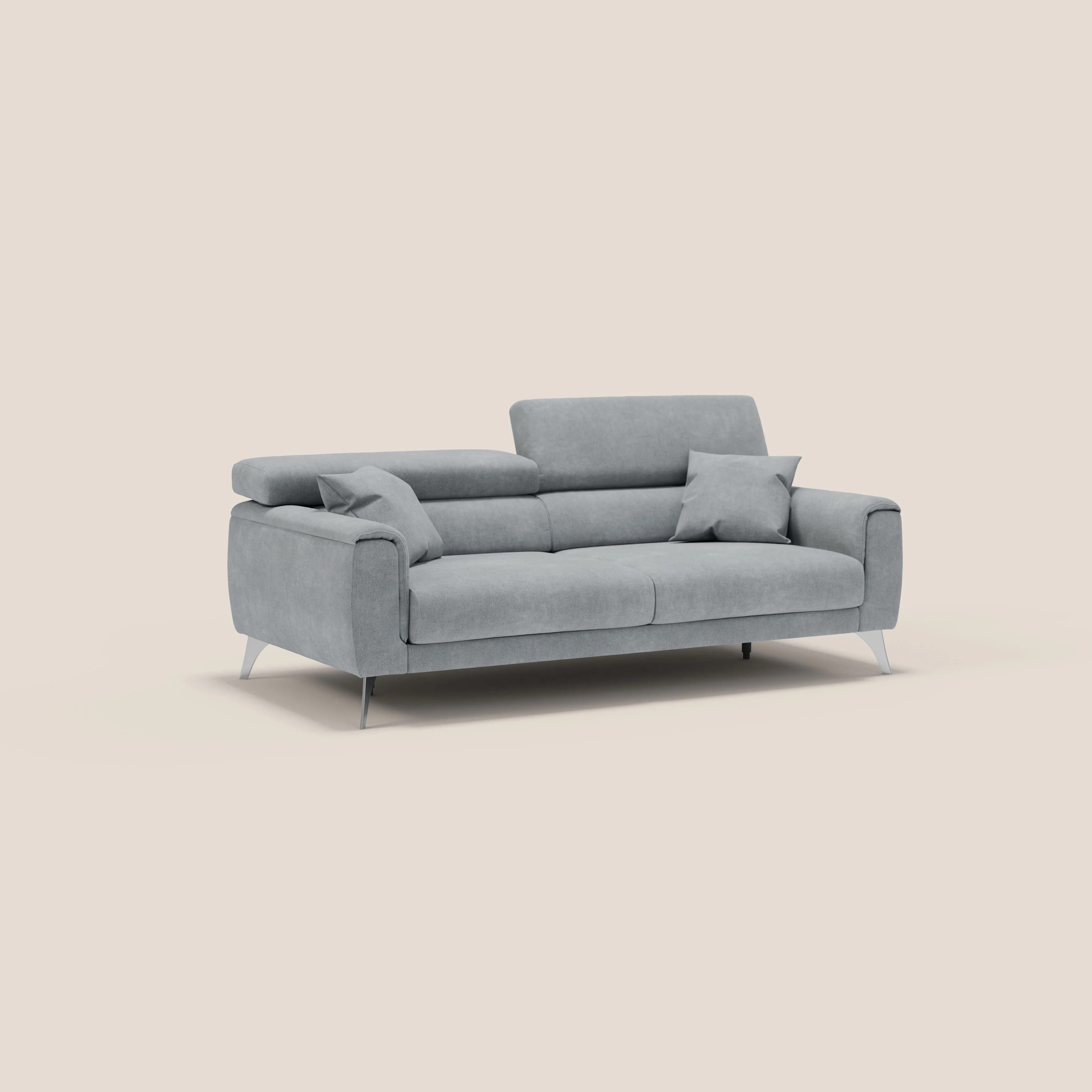 Caravaggio Canapé avec assises extensibles et têtières réglables en tissu imperméable T02 gris clair - Image 3