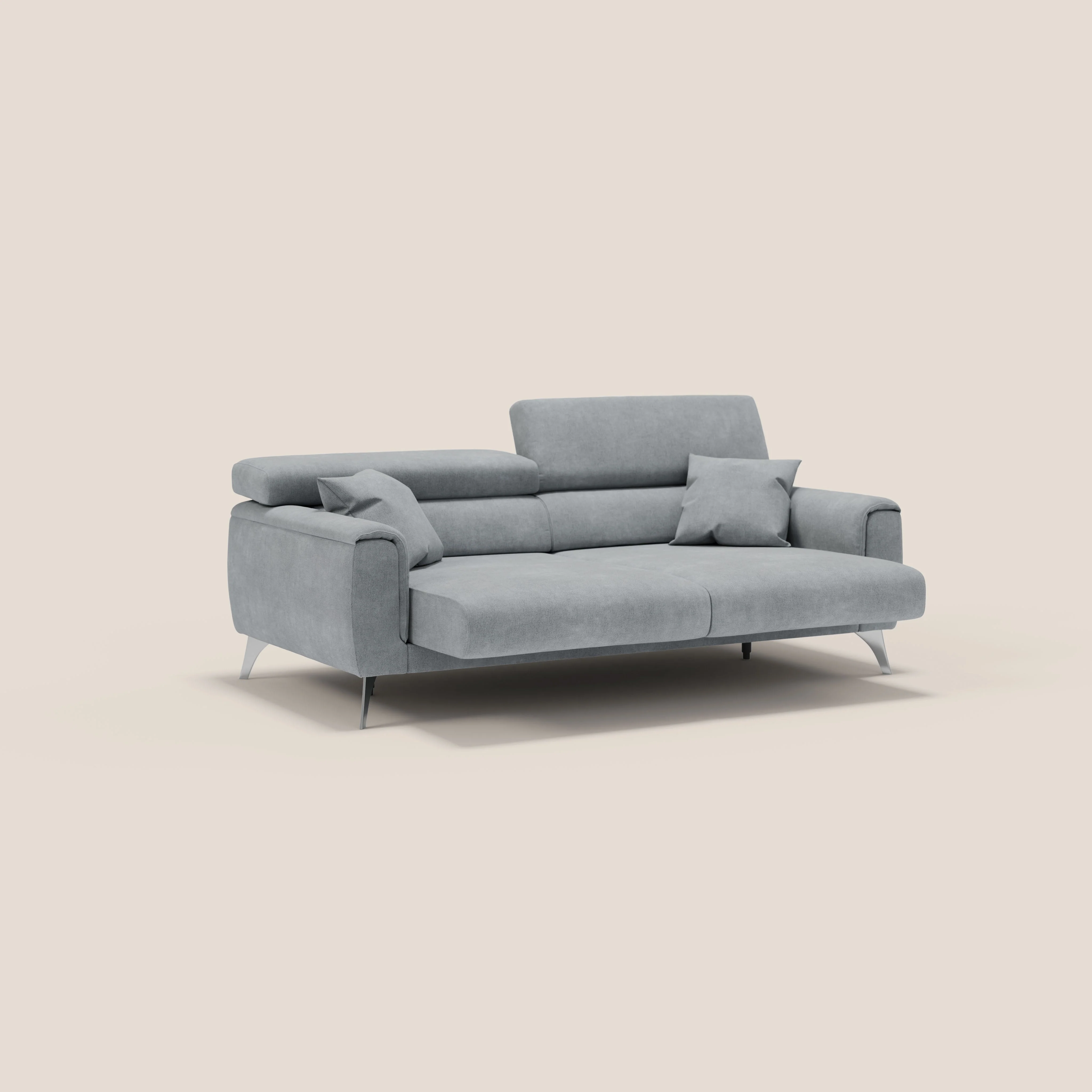 Caravaggio Canapé avec assises extensibles et têtières réglables en tissu imperméable T02 gris clair - Image 4