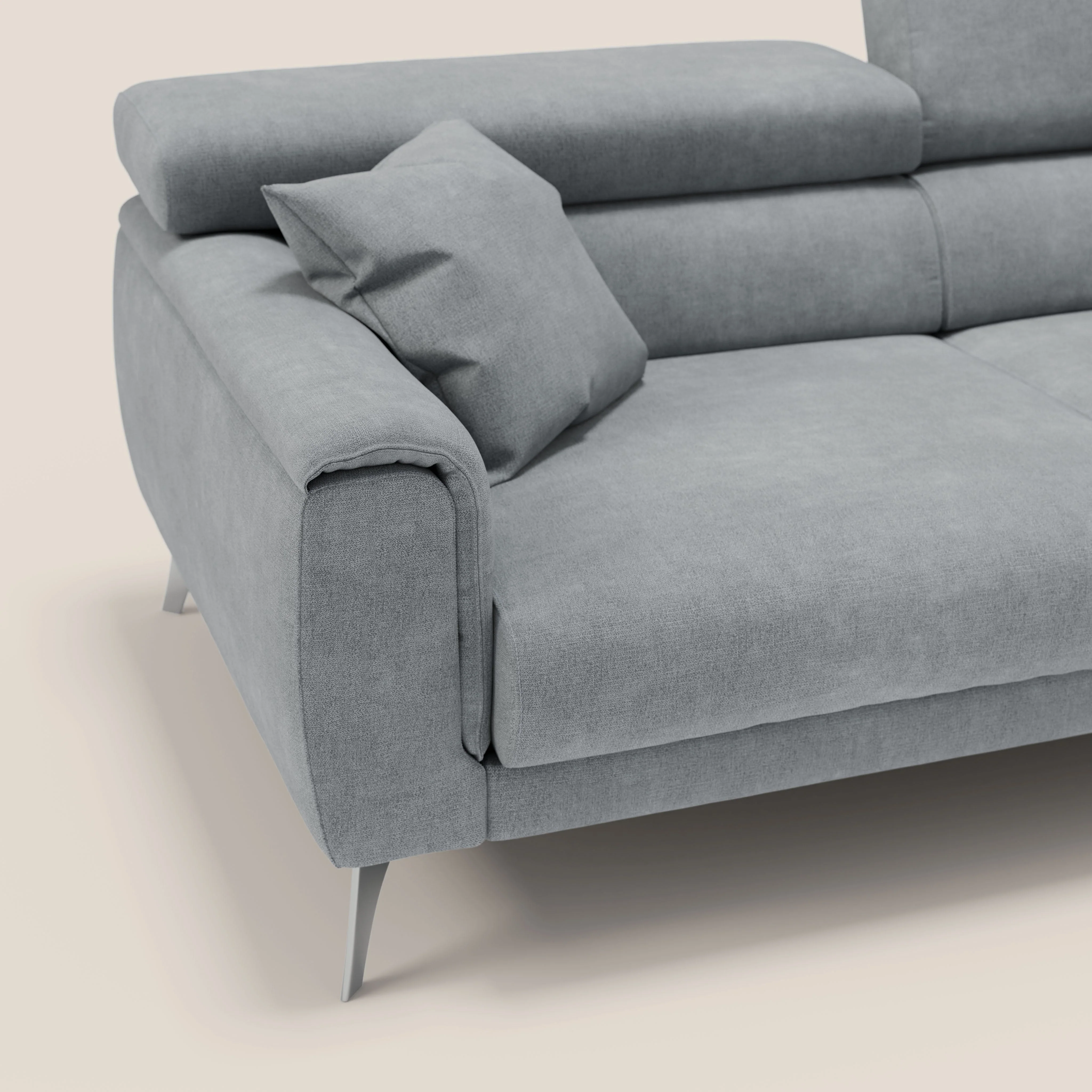 Caravaggio Canapé avec assises extensibles et têtières réglables en tissu imperméable T02 gris clair - Image 5