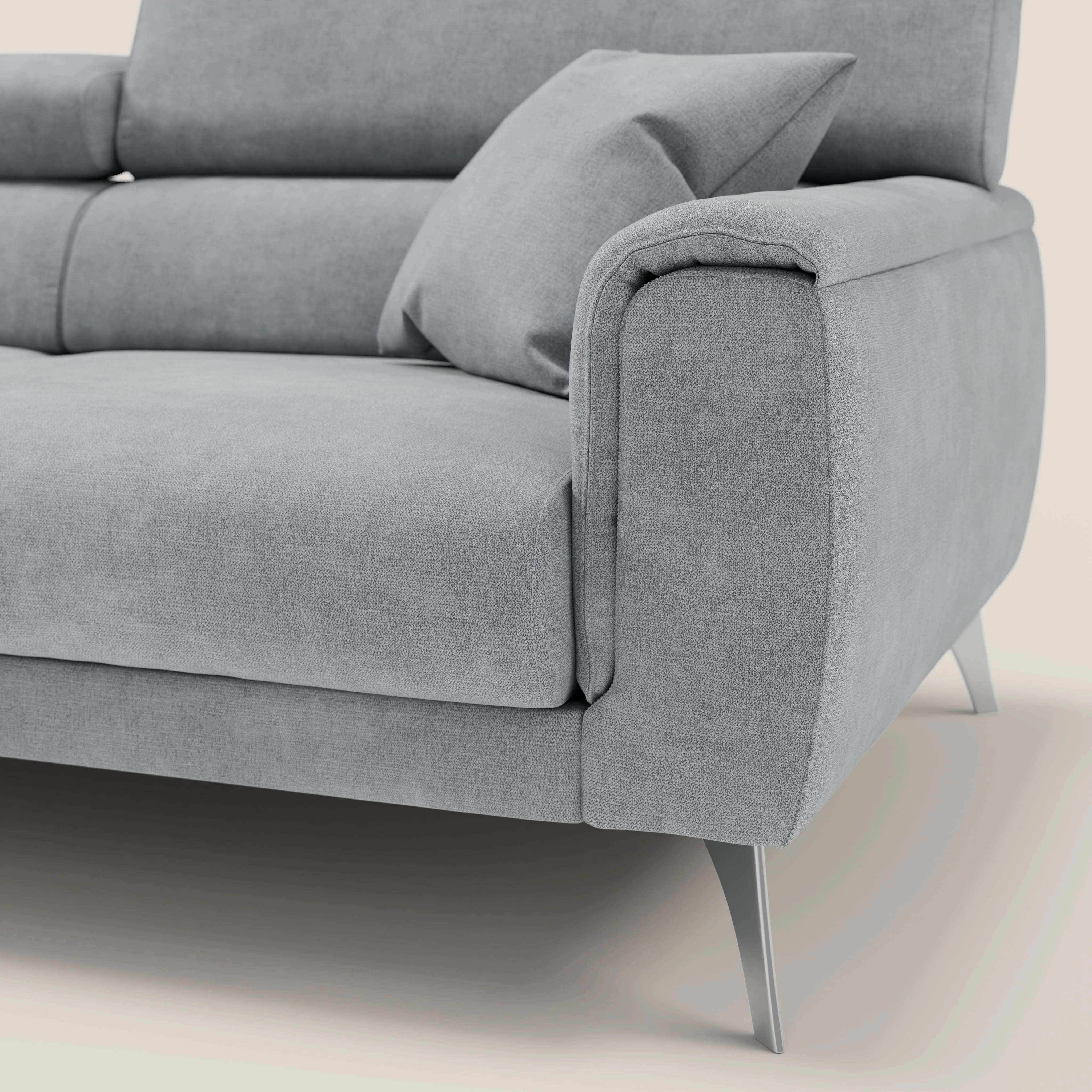 Caravaggio Canapé avec assises extensibles et têtières réglables en tissu imperméable T02 gris clair - Image 6