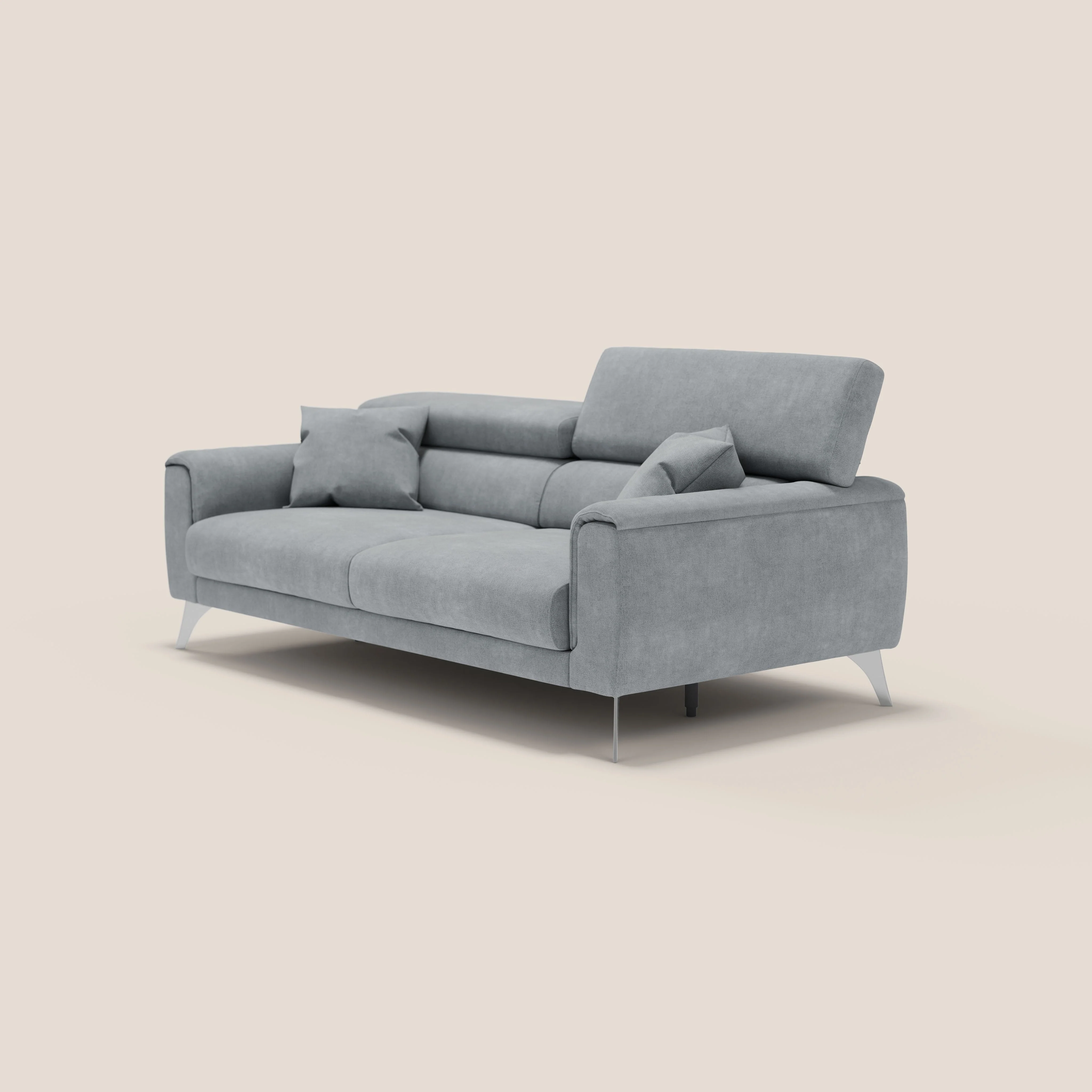 Caravaggio Canapé avec assises extensibles et têtières réglables en tissu imperméable T02 gris clair - Image 8