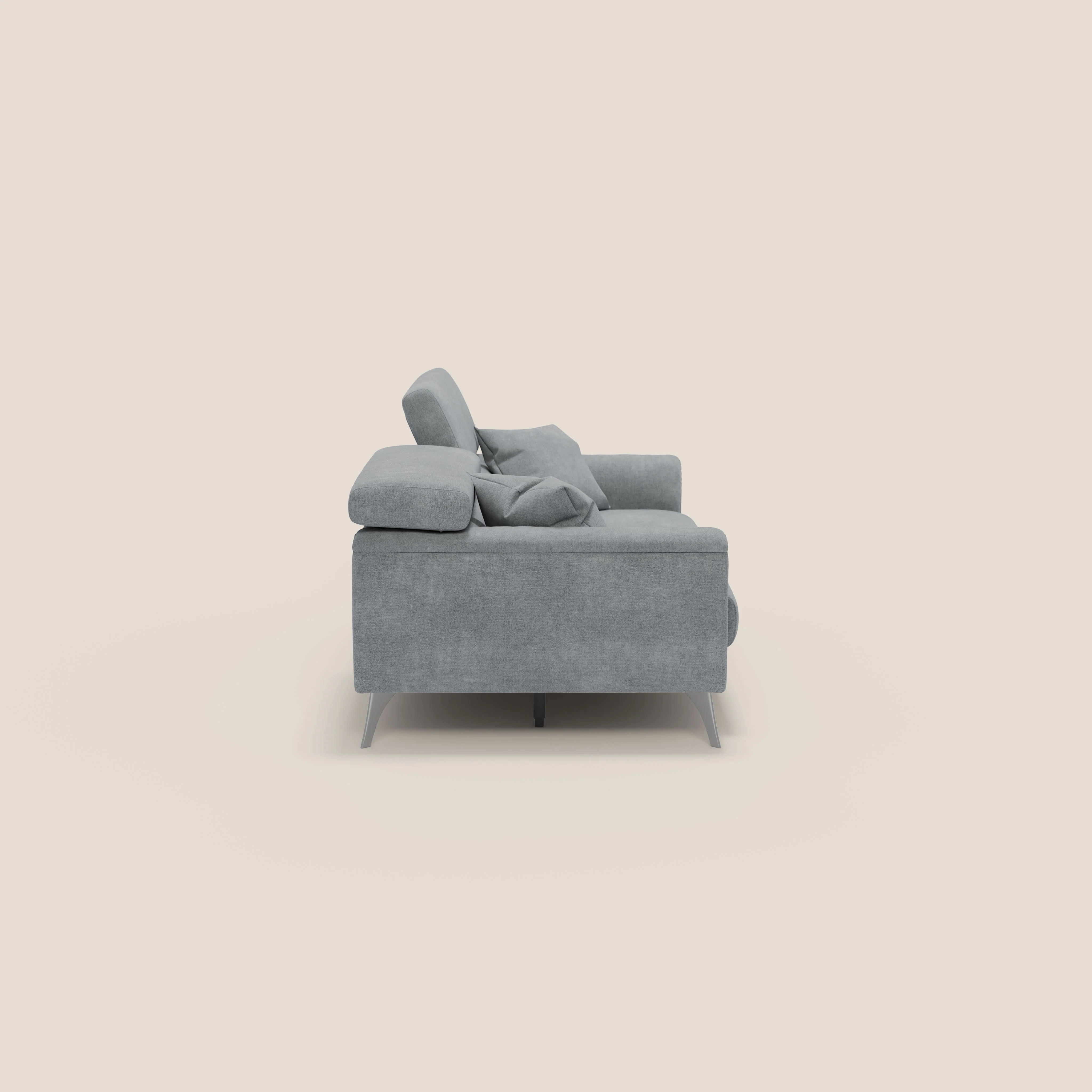 Caravaggio Canapé avec assises extensibles et têtières réglables en tissu imperméable T02 gris clair - Image 9