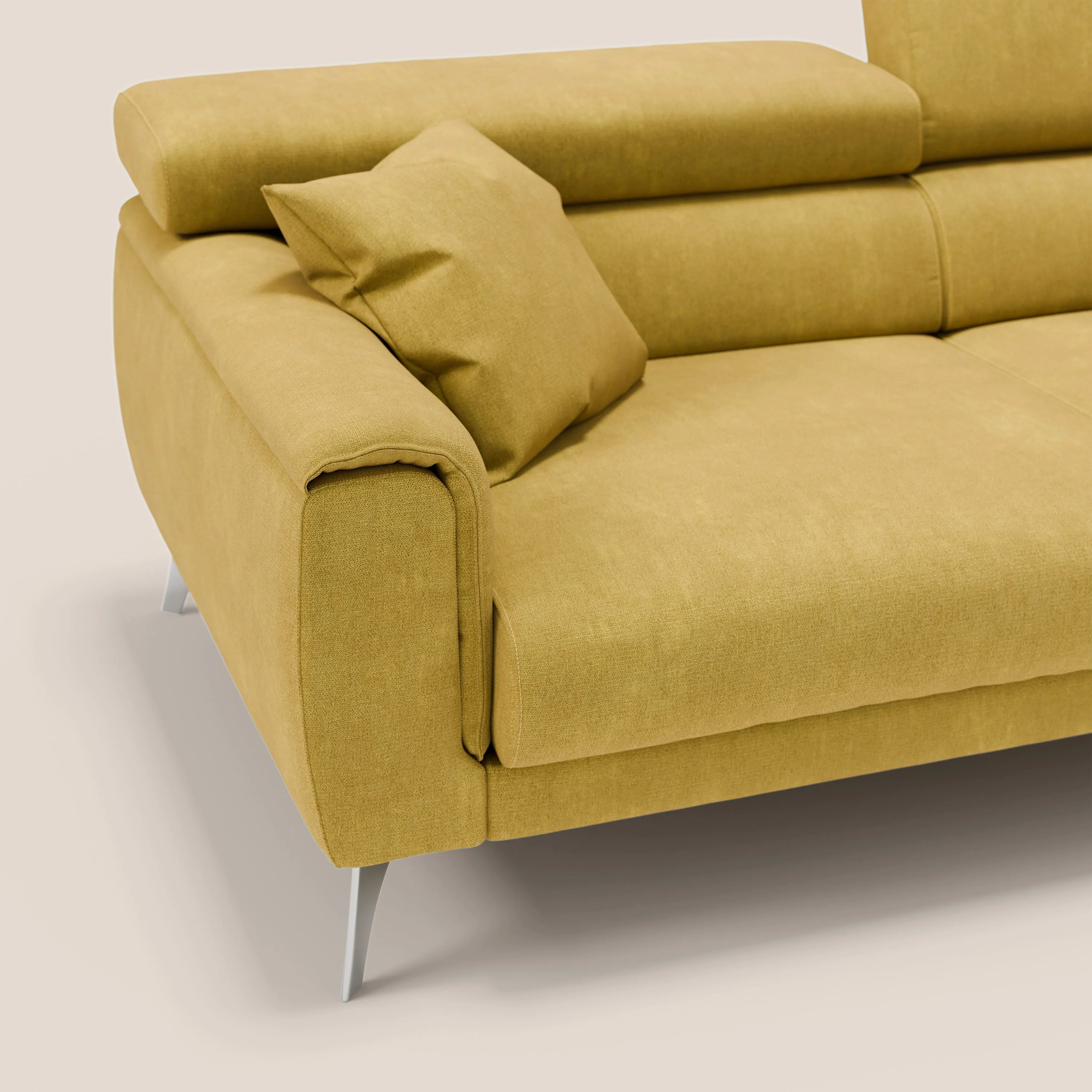 Caravaggio Canapé avec assises extensibles et têtières réglables en tissu imperméable T02 jaune - Image 9