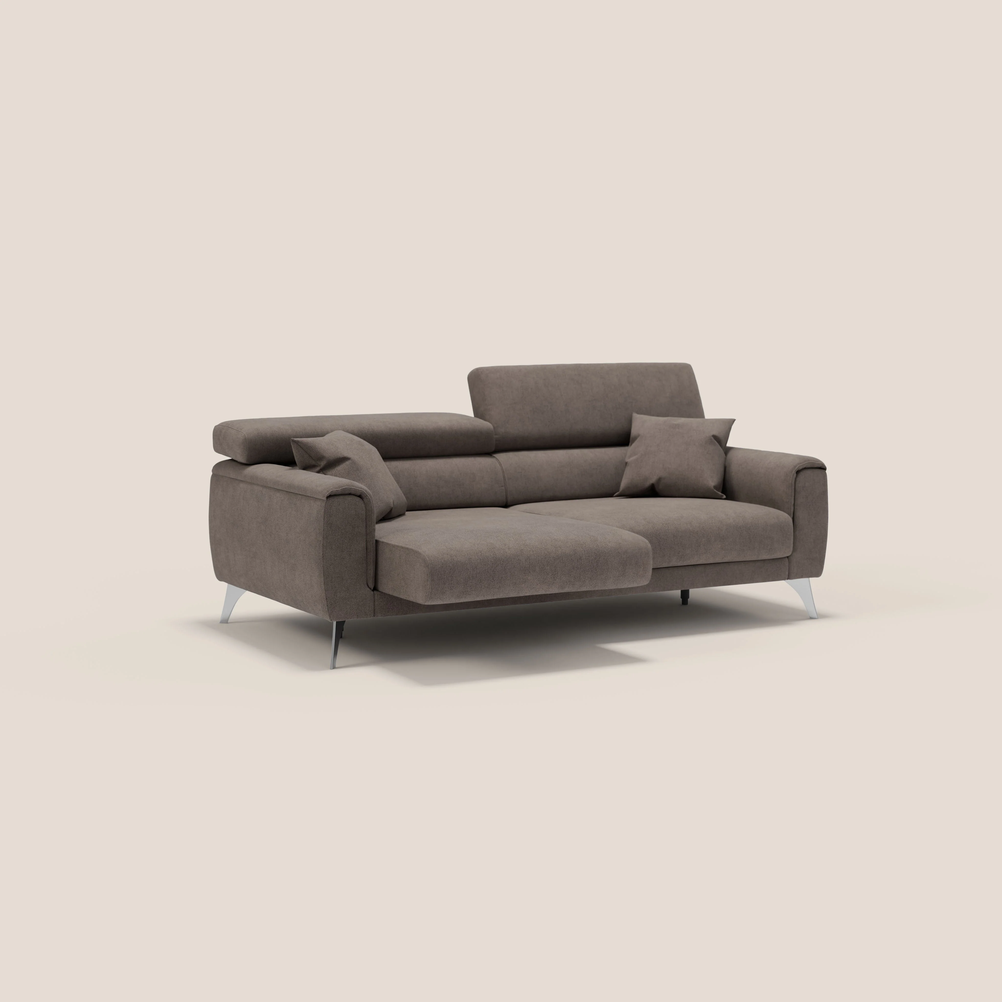 Caravaggio Canapé avec assises extensibles et têtières réglables en tissu imperméable T02 marron - Image 2