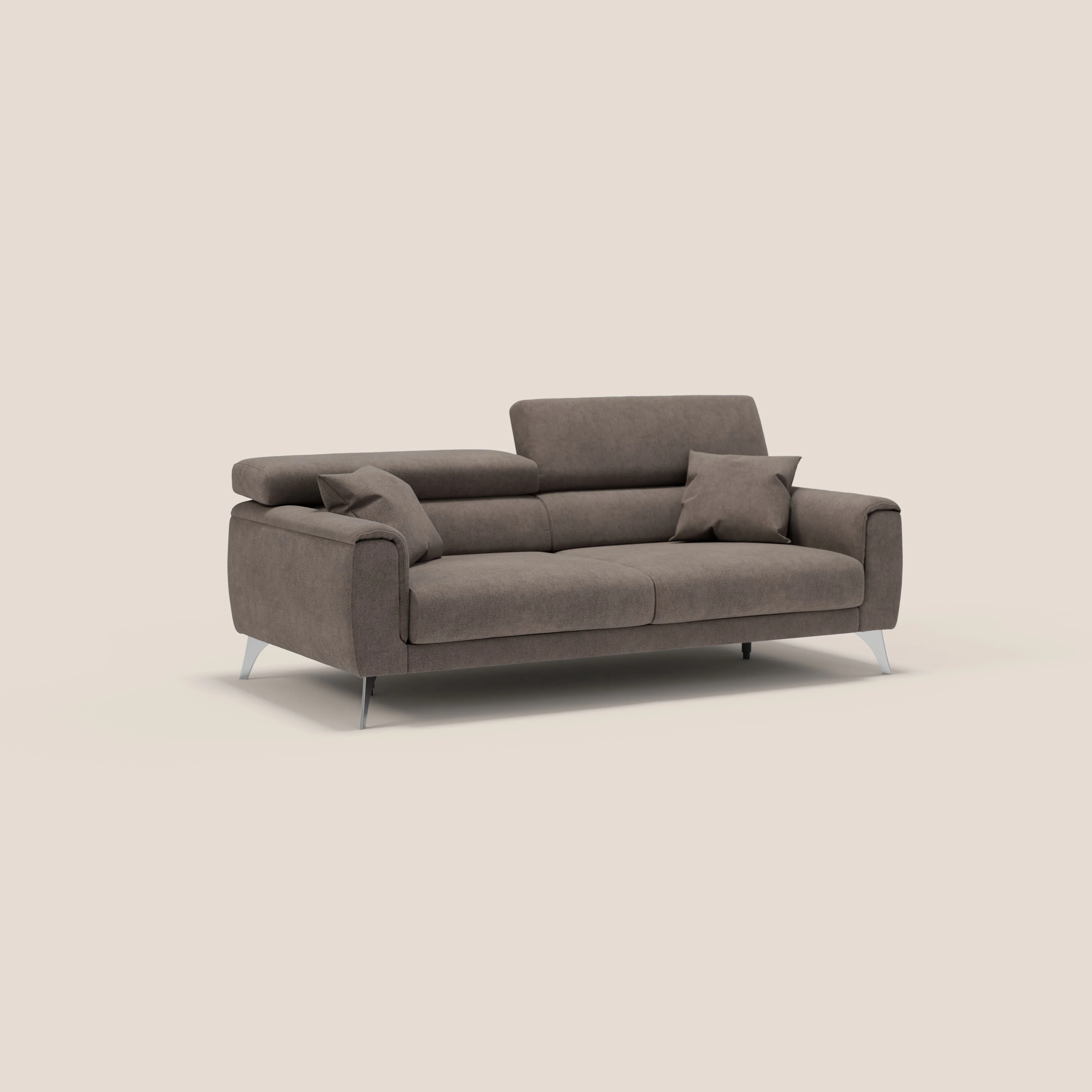 Caravaggio Canapé avec assises extensibles et têtières réglables en tissu imperméable T02 marron - Image 3