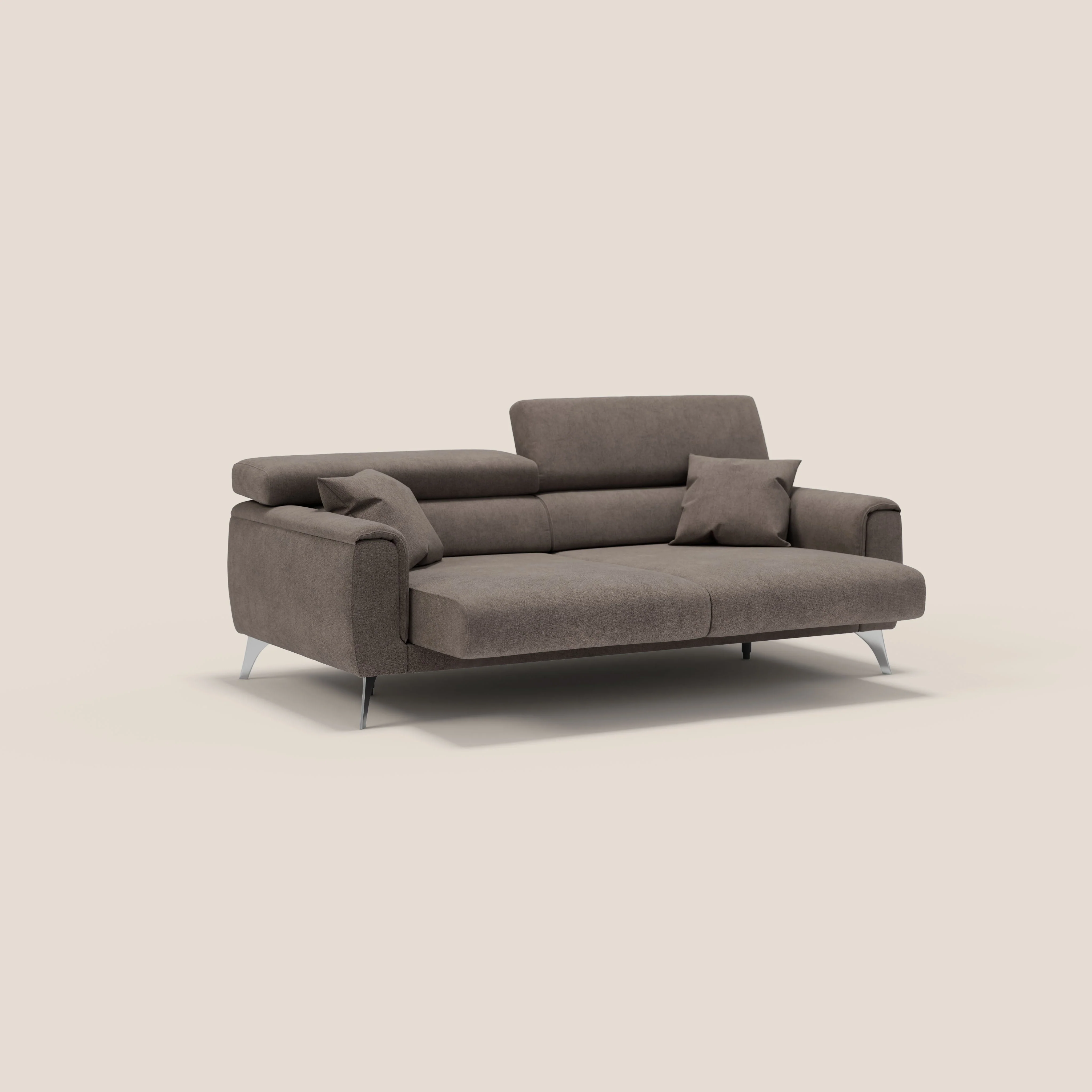 Caravaggio Canapé avec assises extensibles et têtières réglables en tissu imperméable T02 marron - Image 4