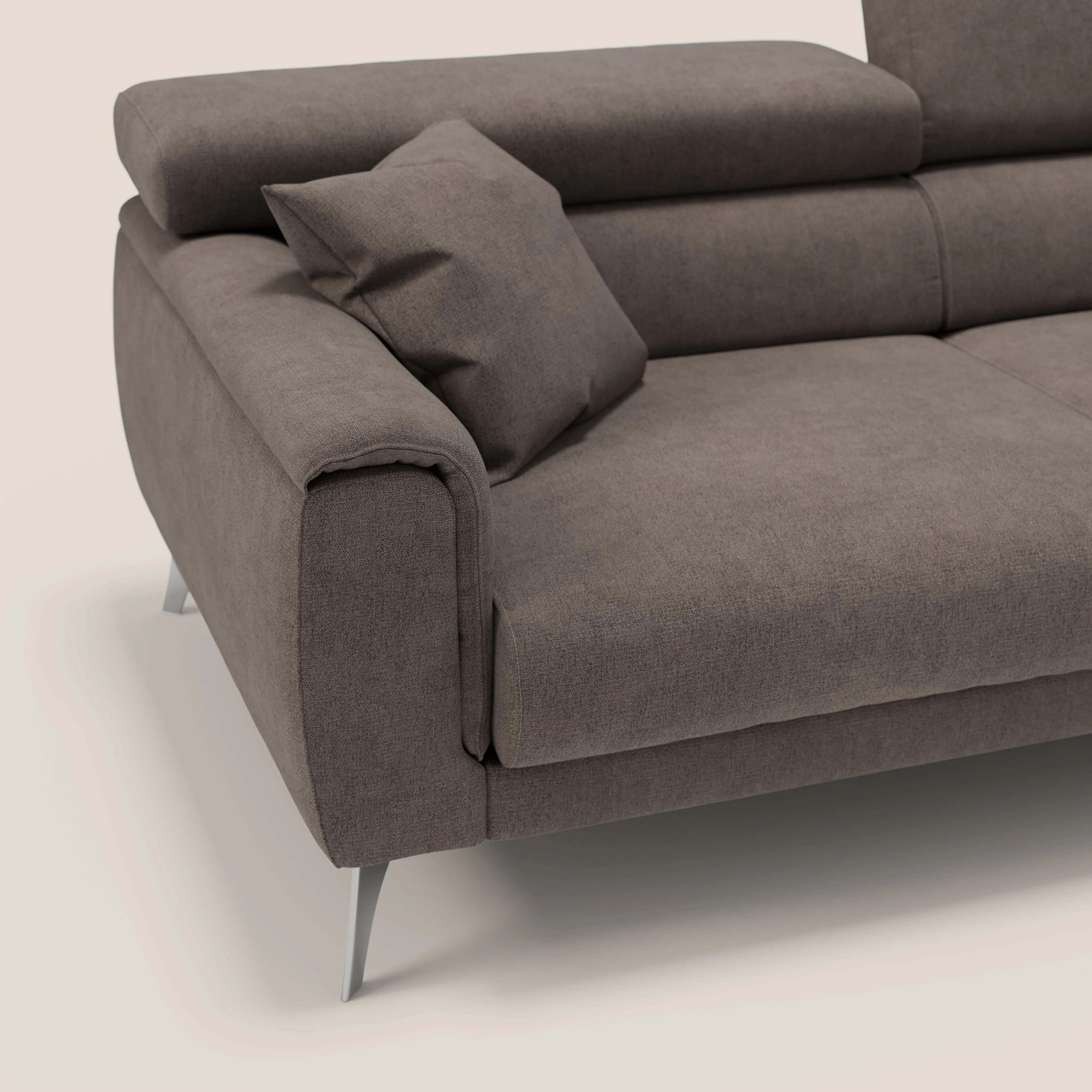 Caravaggio Canapé avec assises extensibles et têtières réglables en tissu imperméable T02 marron - Image 5