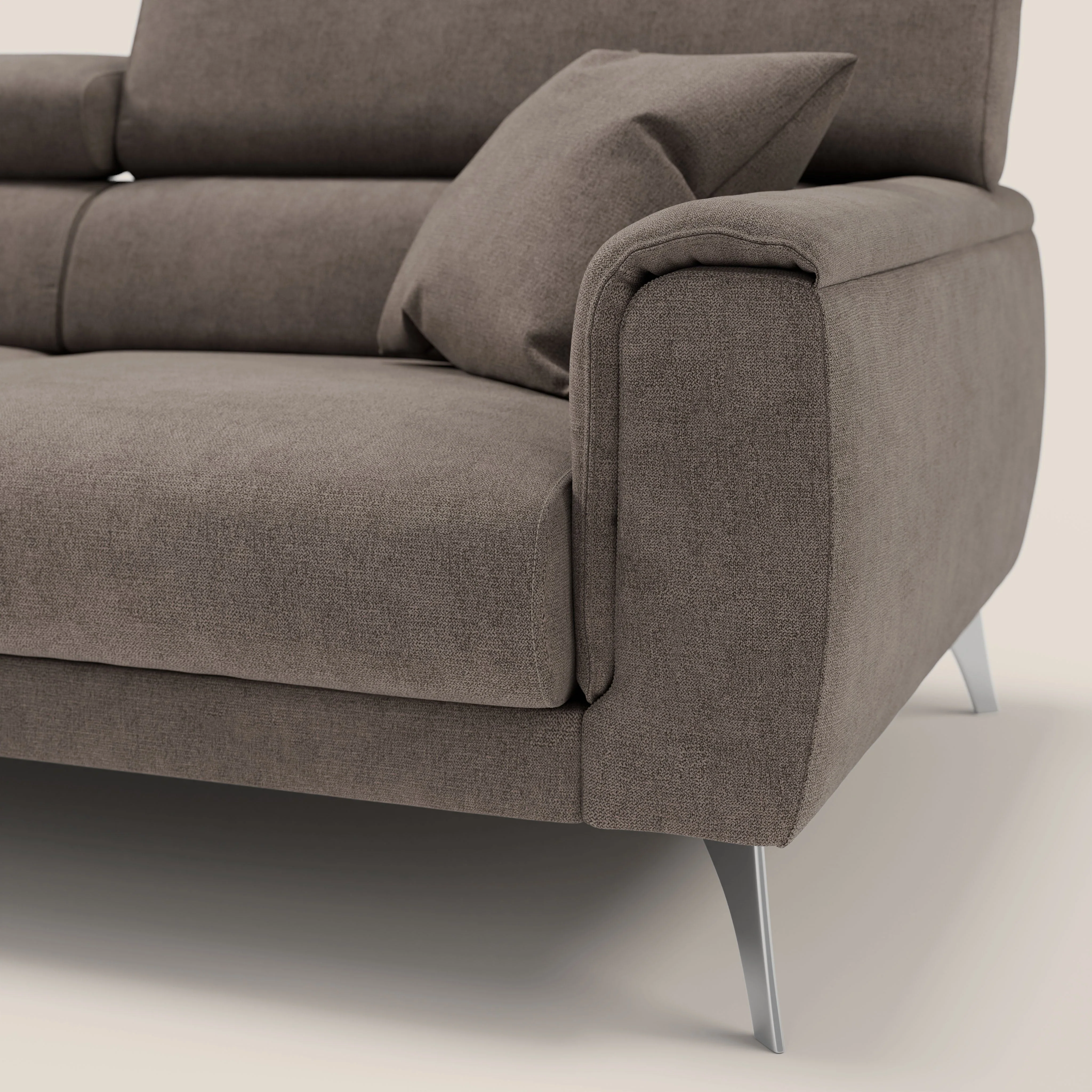 Caravaggio Canapé avec assises extensibles et têtières réglables en tissu imperméable T02 marron - Image 6