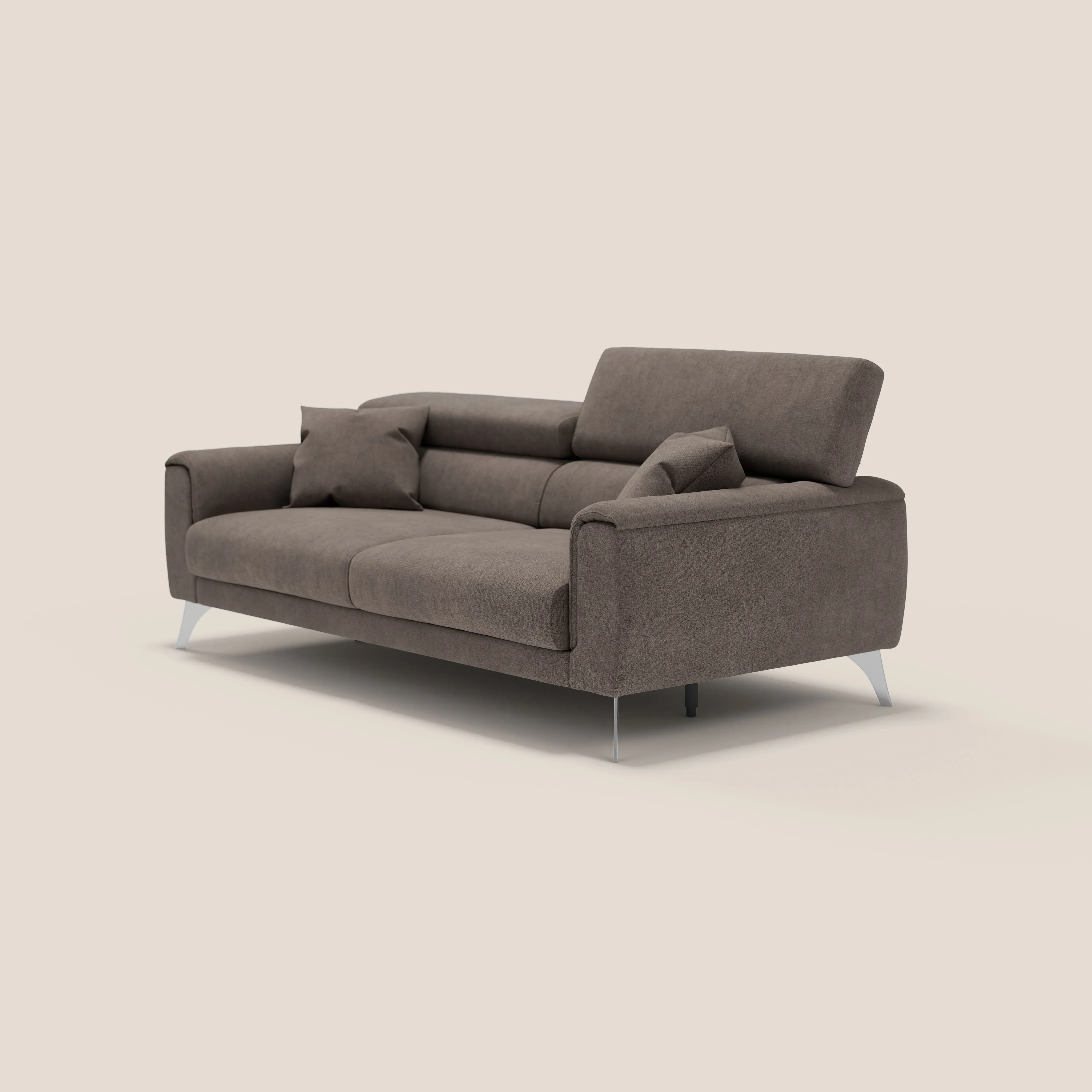 Caravaggio Canapé avec assises extensibles et têtières réglables en tissu imperméable T02 marron - Image 8