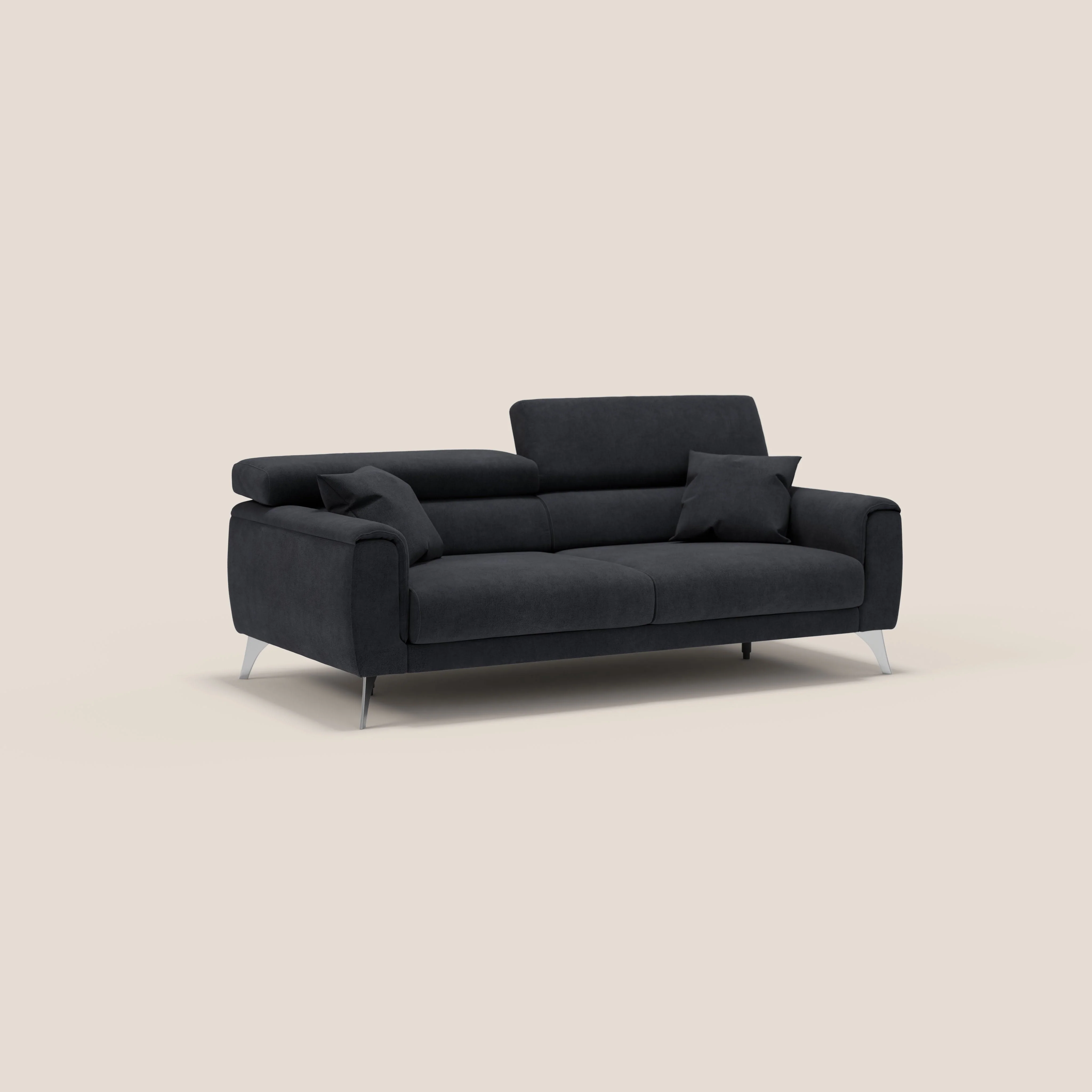 Caravaggio Canapé avec assises extensibles et têtières réglables en tissu imperméable T02 noir - Image 3
