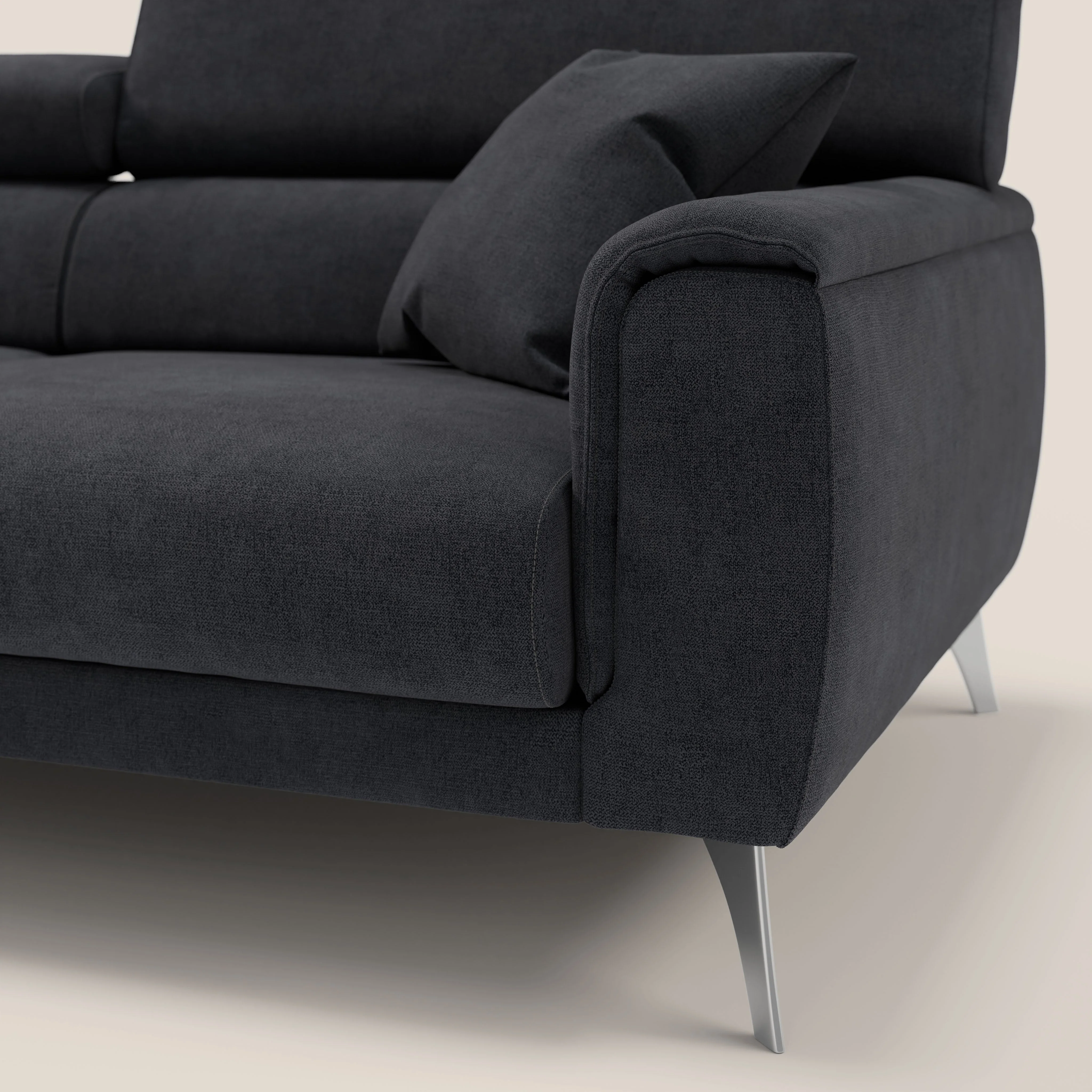 Caravaggio Canapé avec assises extensibles et têtières réglables en tissu imperméable T02 noir - Image 6