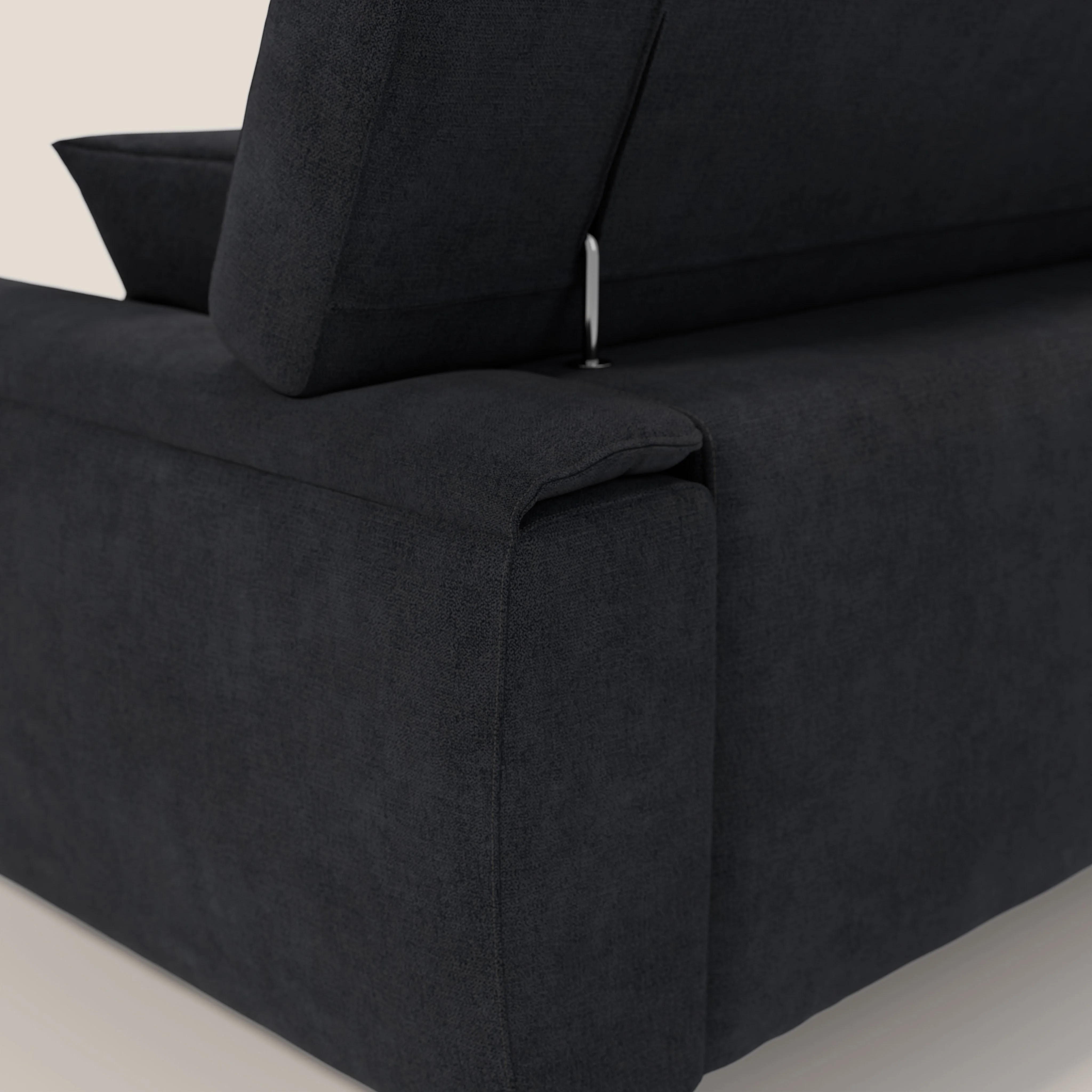Caravaggio Canapé avec assises extensibles et têtières réglables en tissu imperméable T02 noir - Image 7