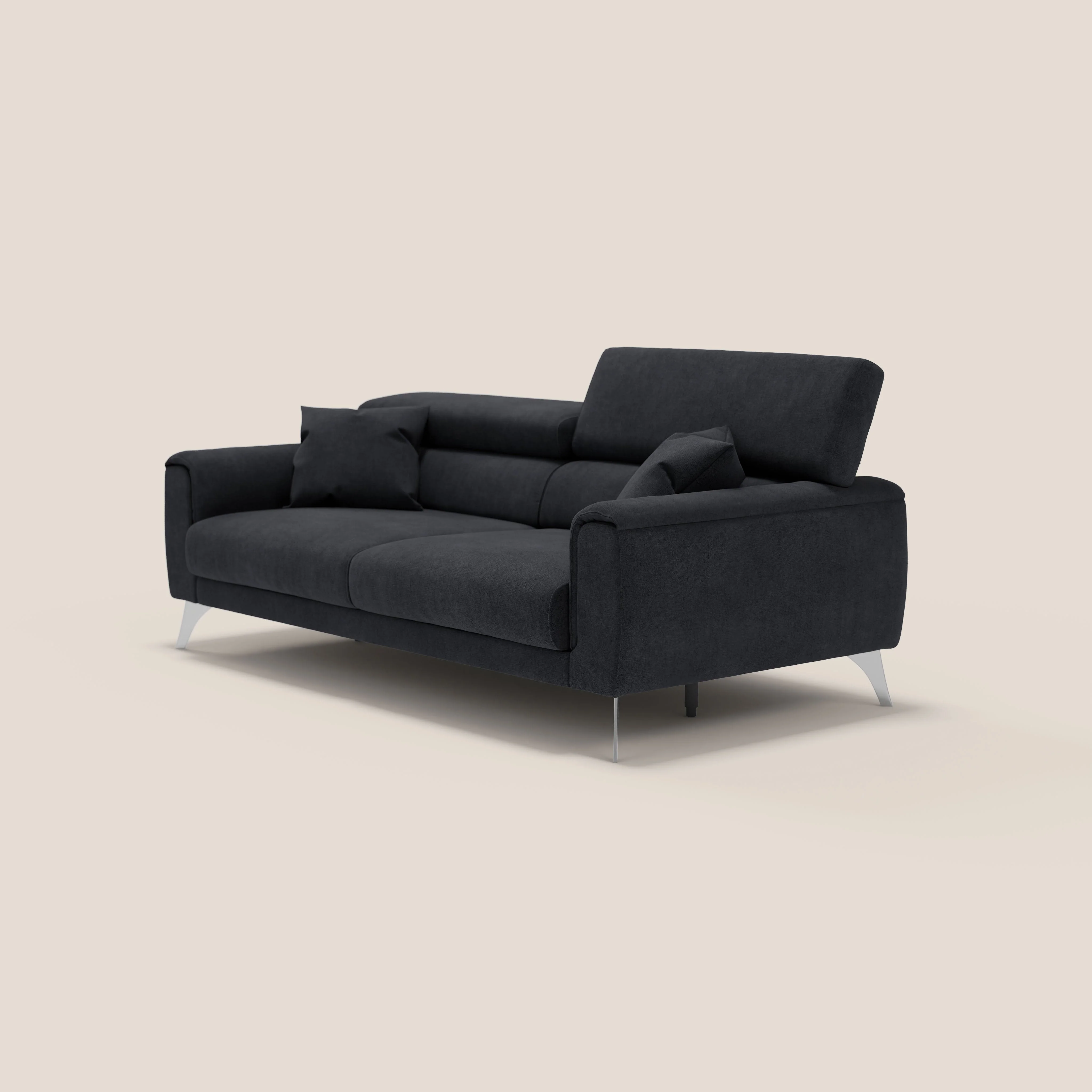 Caravaggio Canapé avec assises extensibles et têtières réglables en tissu imperméable T02 noir - Image 8