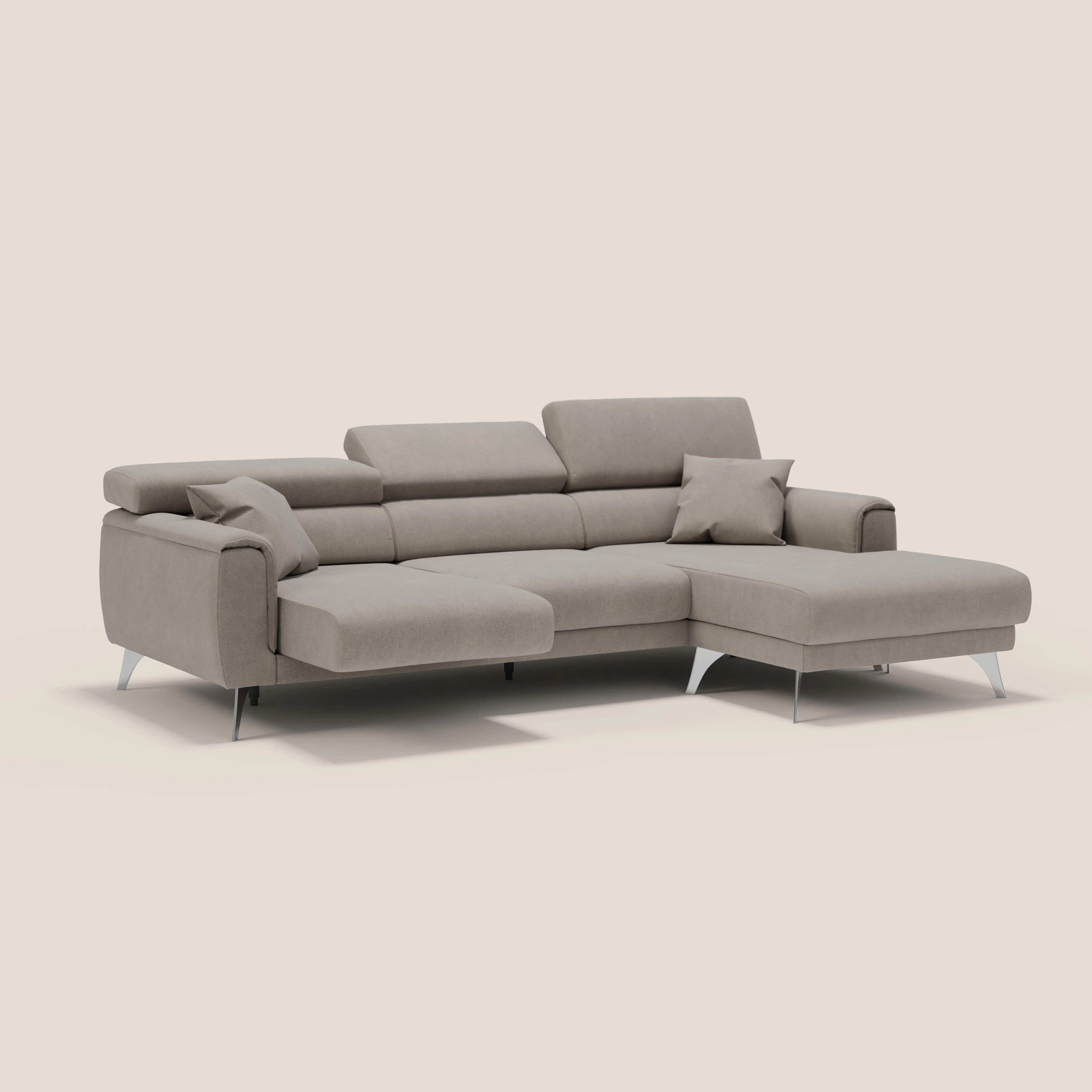 Caravaggio Canapé d'angle avec assises coulissantes en tissu doux imperméable T02 beige - Image 2