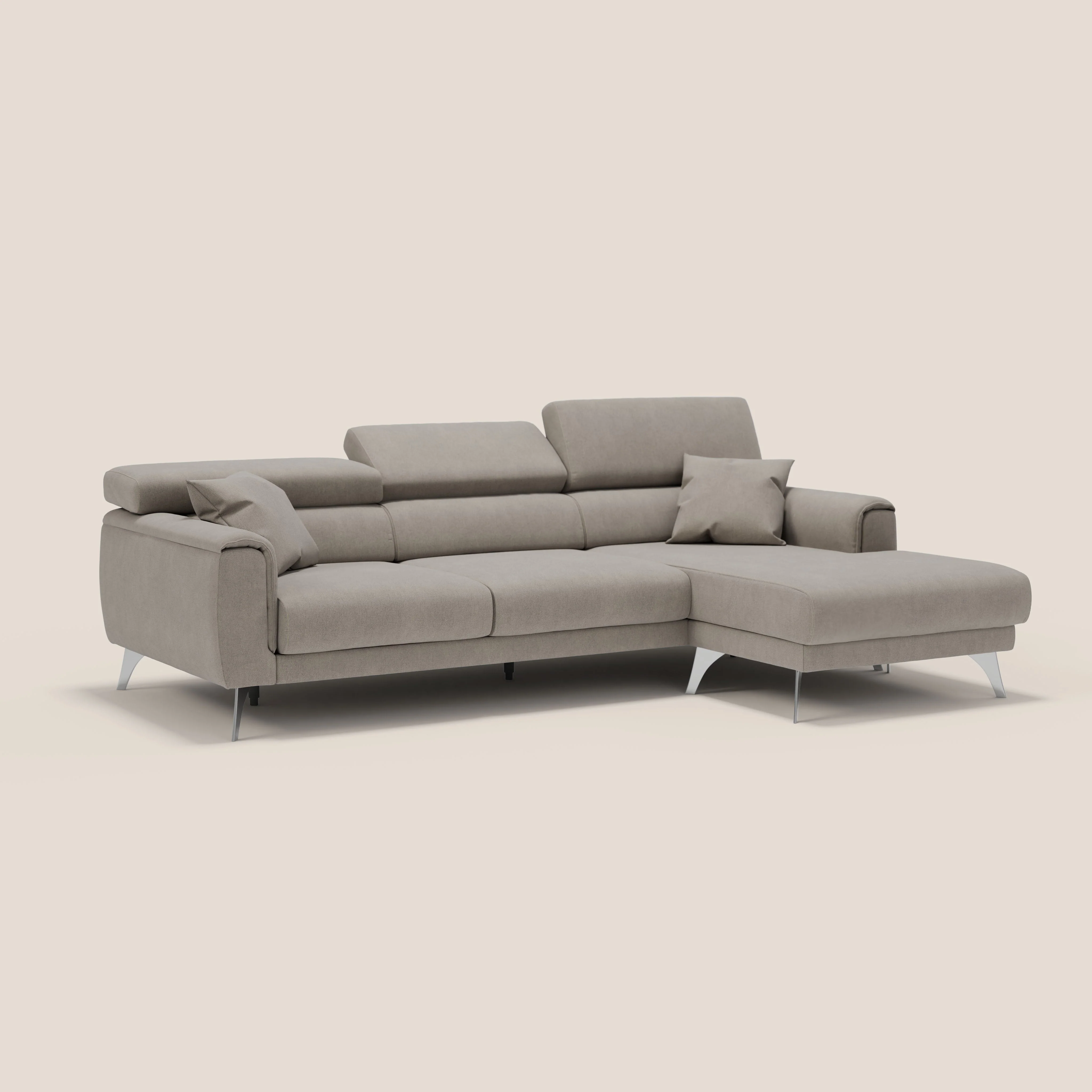 Caravaggio Canapé d'angle avec assises coulissantes en tissu doux imperméable T02 beige - Image 3
