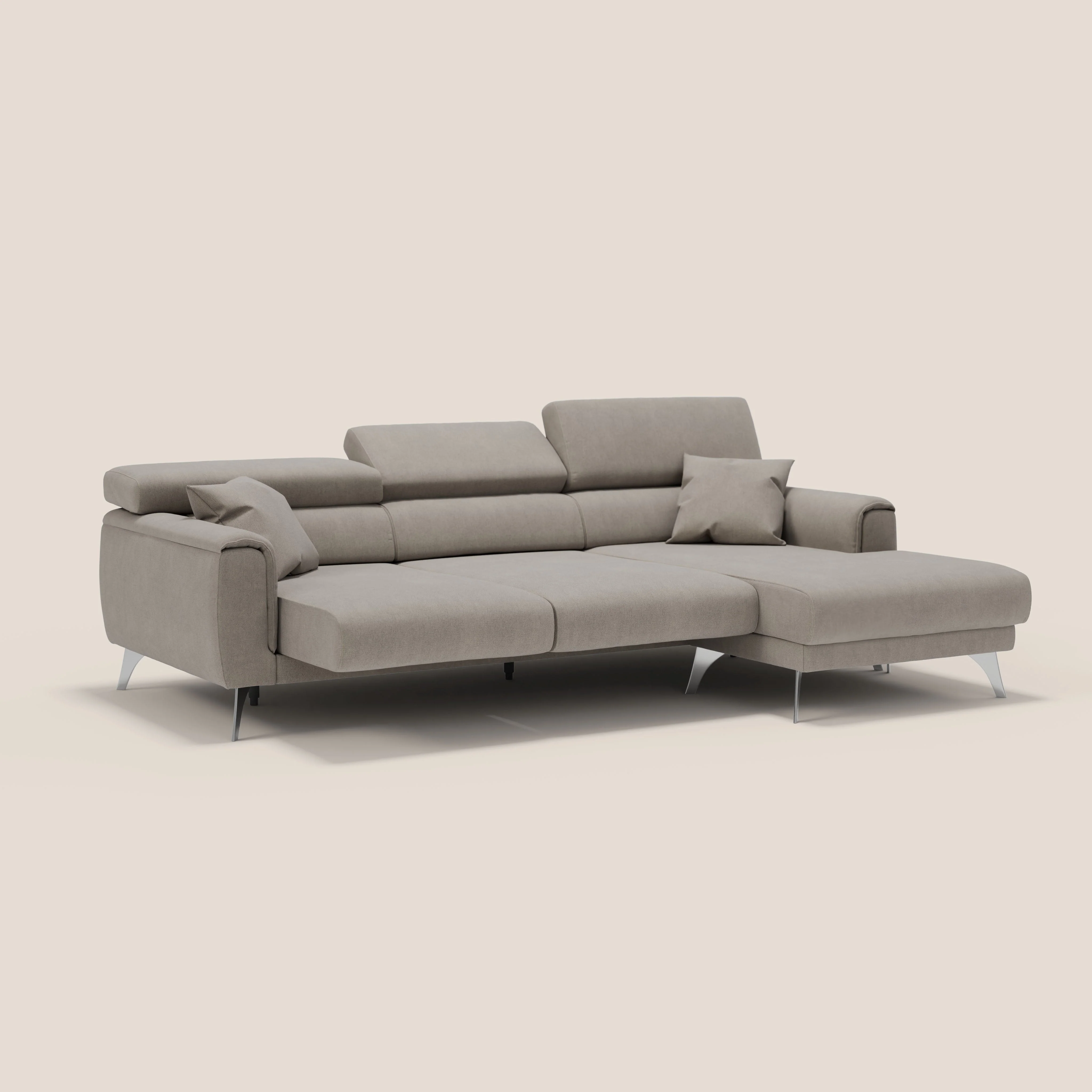 Caravaggio Canapé d'angle avec assises coulissantes en tissu doux imperméable T02 beige - Image 4