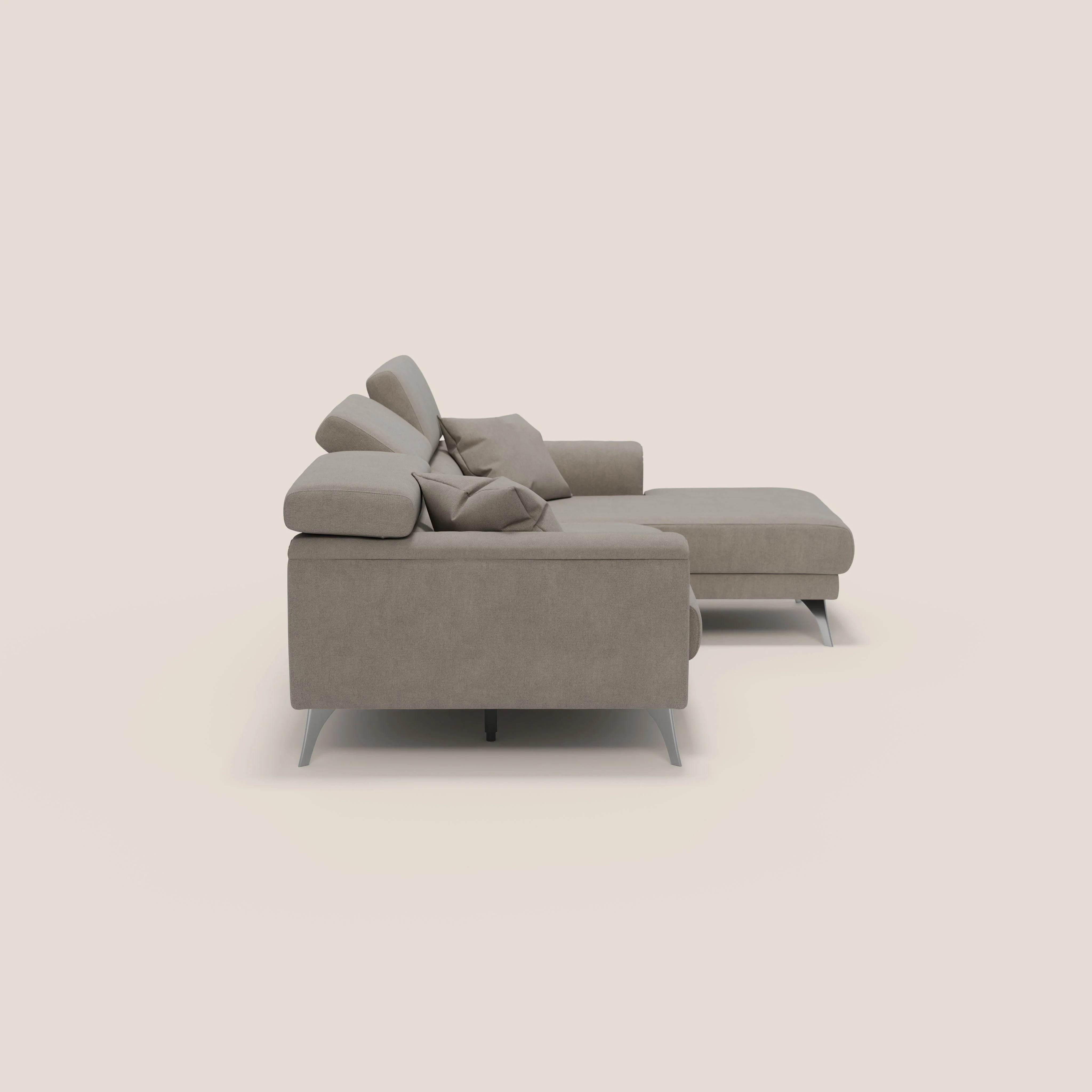 Caravaggio Canapé d'angle avec assises coulissantes en tissu doux imperméable T02 beige - Image 5