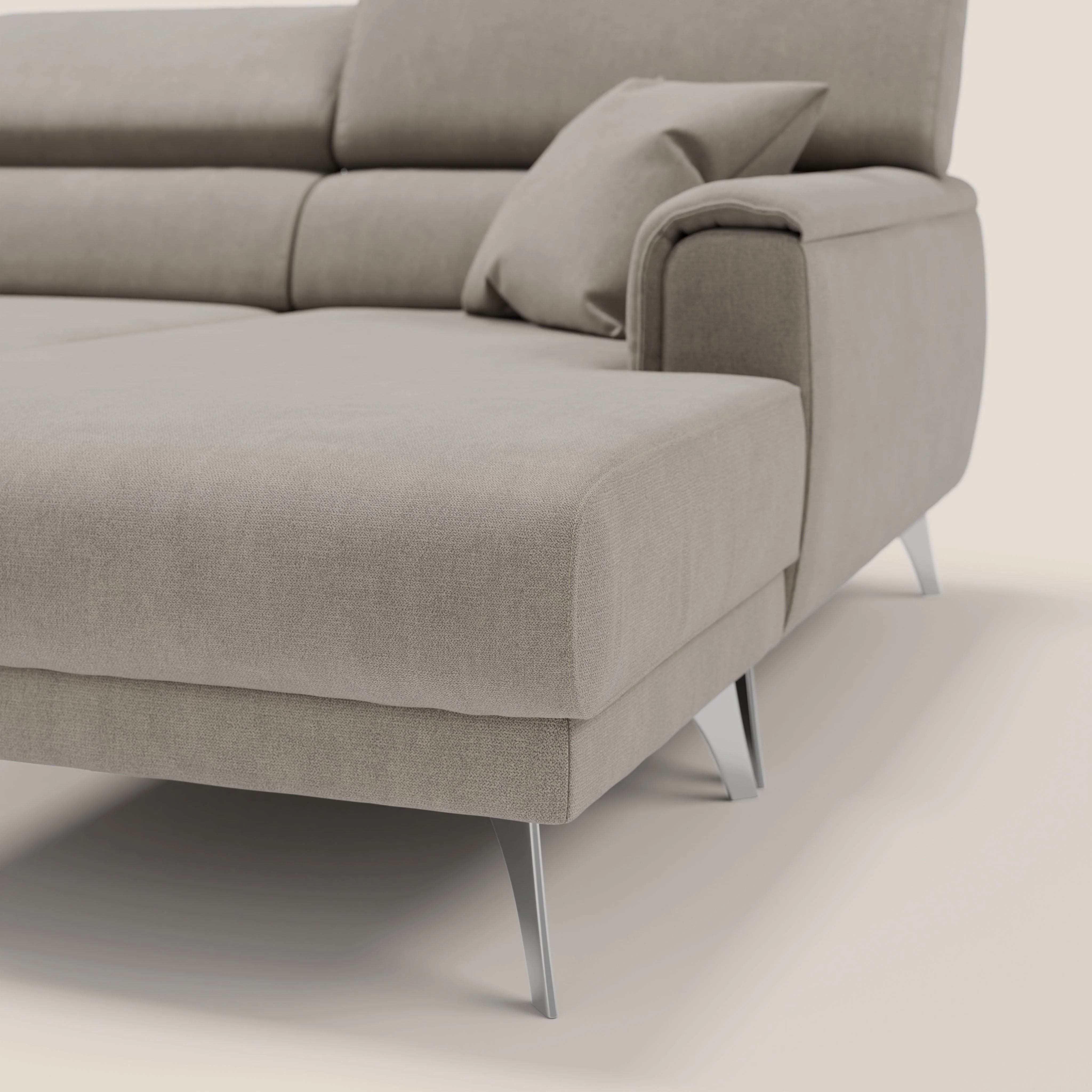 Caravaggio Canapé d'angle avec assises coulissantes en tissu doux imperméable T02 beige - Image 8