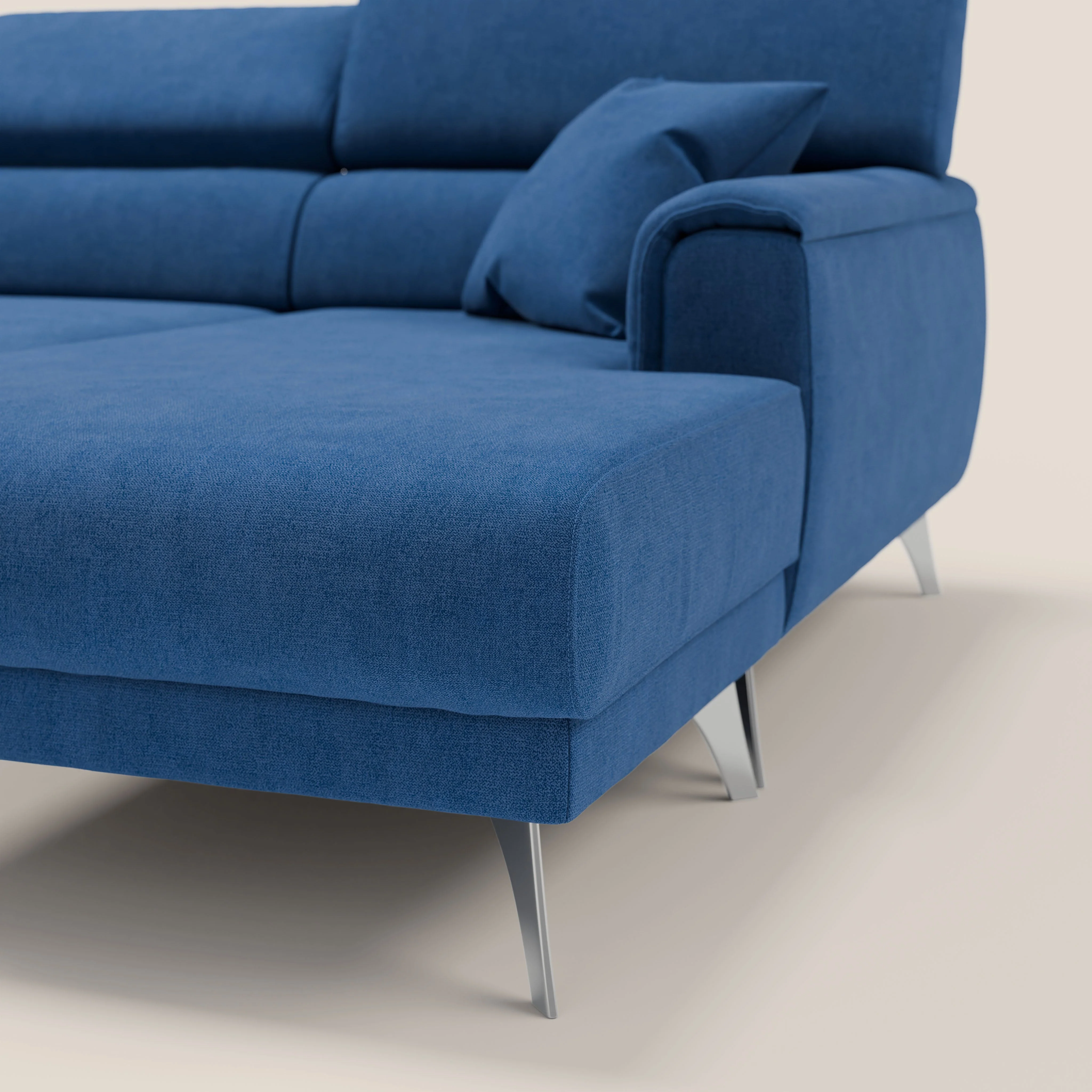 Caravaggio Canapé d'angle avec assises coulissantes en tissu doux imperméable T02 bleu - Image 8