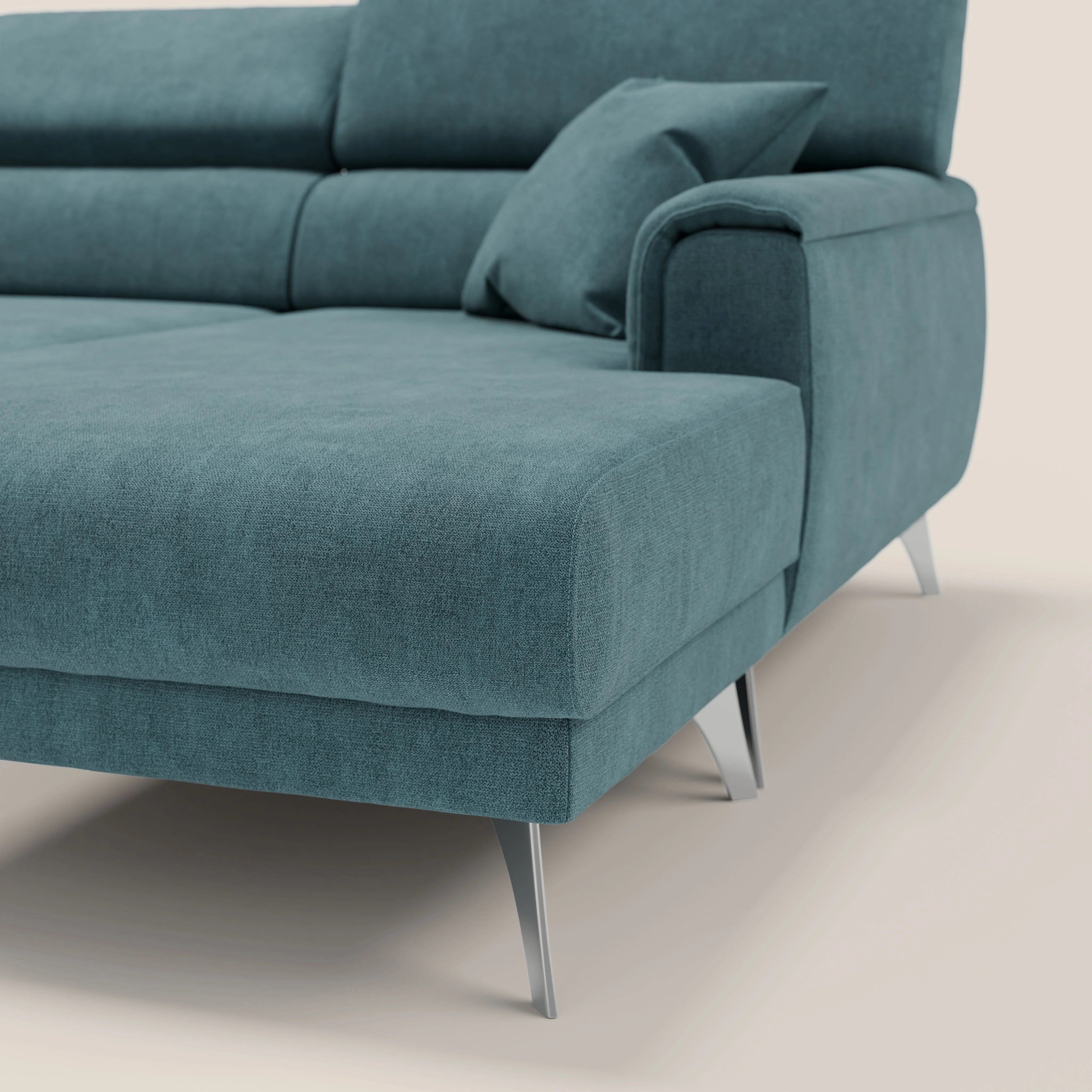 Caravaggio Canapé d'angle avec assises coulissantes en tissu doux imperméable T02 bleu canard - Image 8