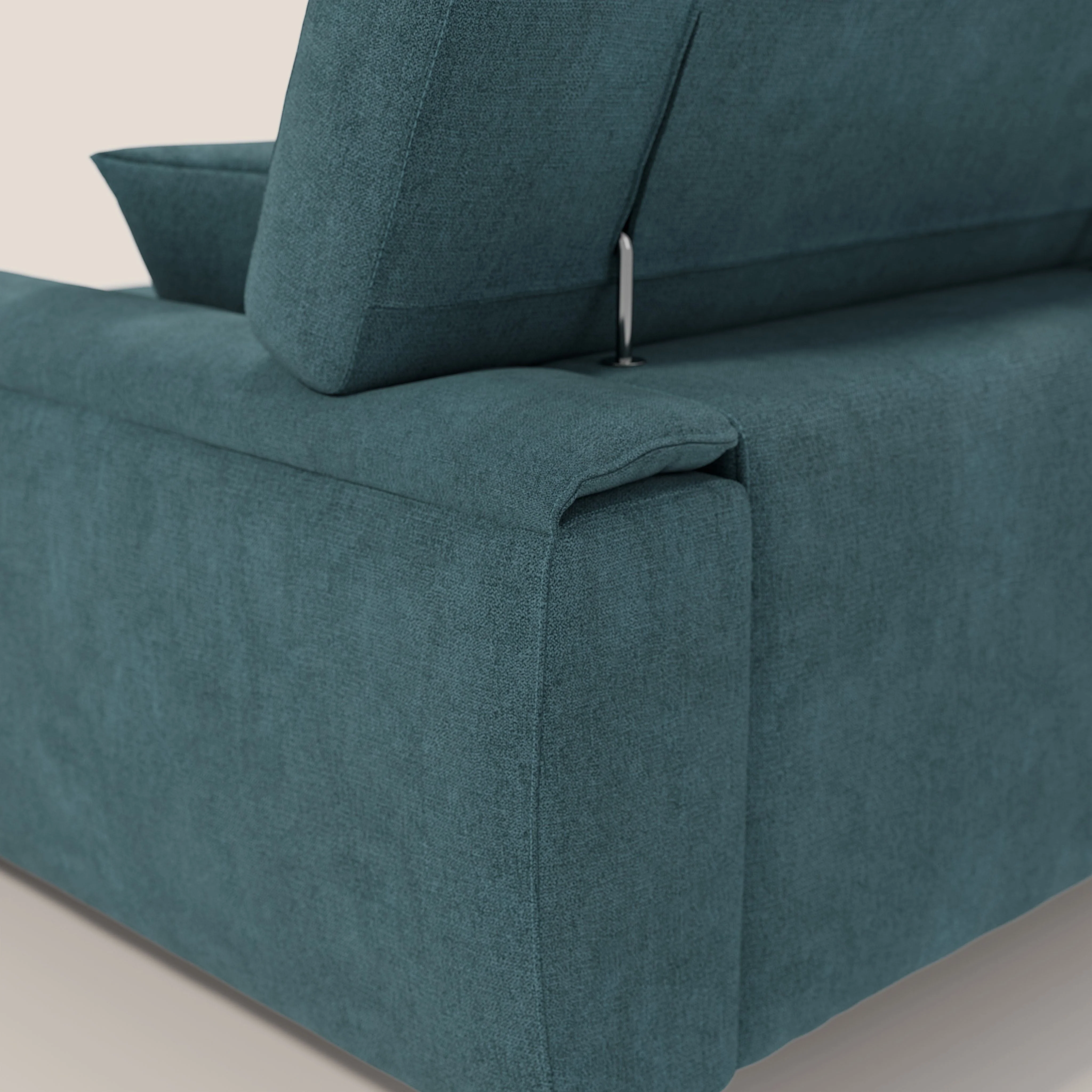 Caravaggio Canapé d'angle avec assises coulissantes en tissu doux imperméable T02 bleu canard - Image 9