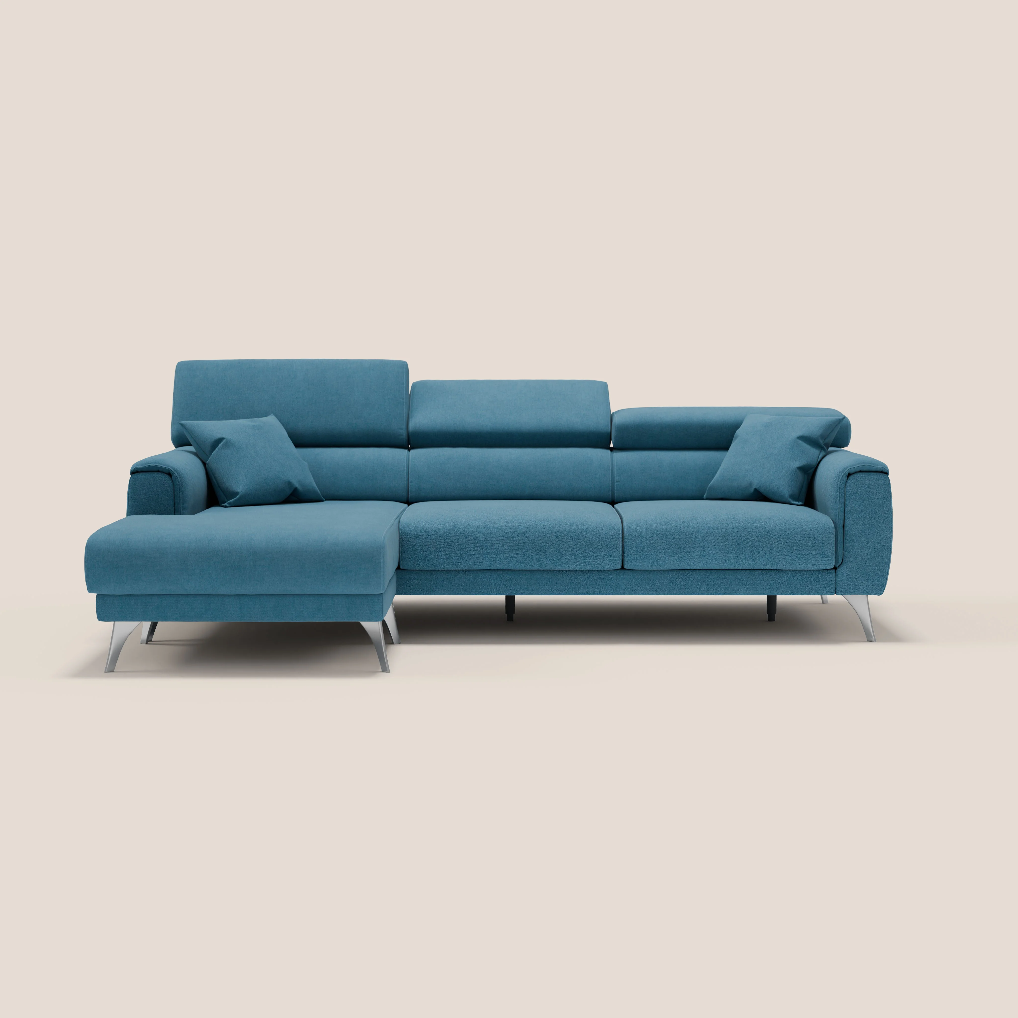 Caravaggio Canapé d'angle avec assises coulissantes en tissu doux imperméable T02 Bleu ciel - Image 10