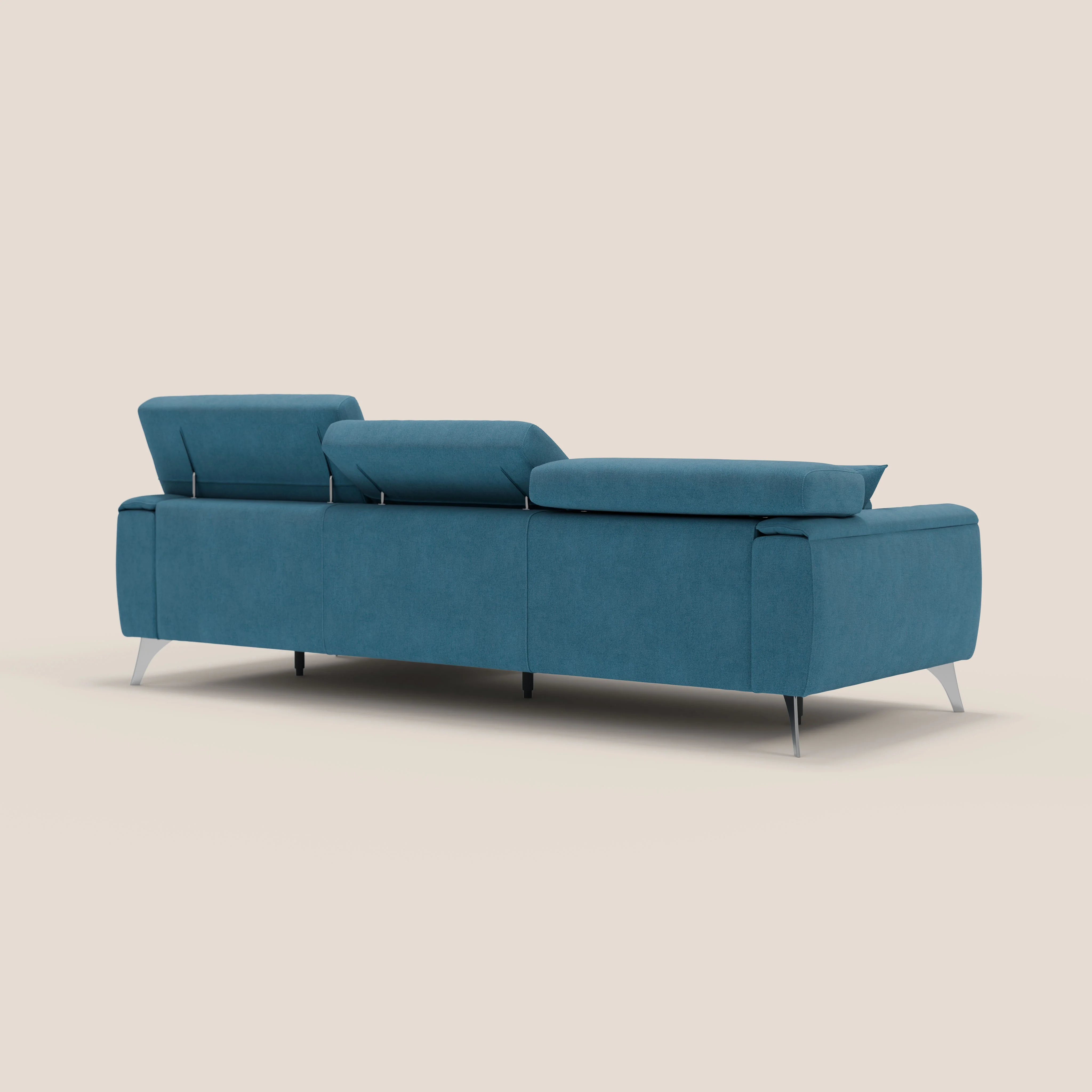 Caravaggio Canapé d'angle avec assises coulissantes en tissu doux imperméable T02 Bleu ciel - Image 6