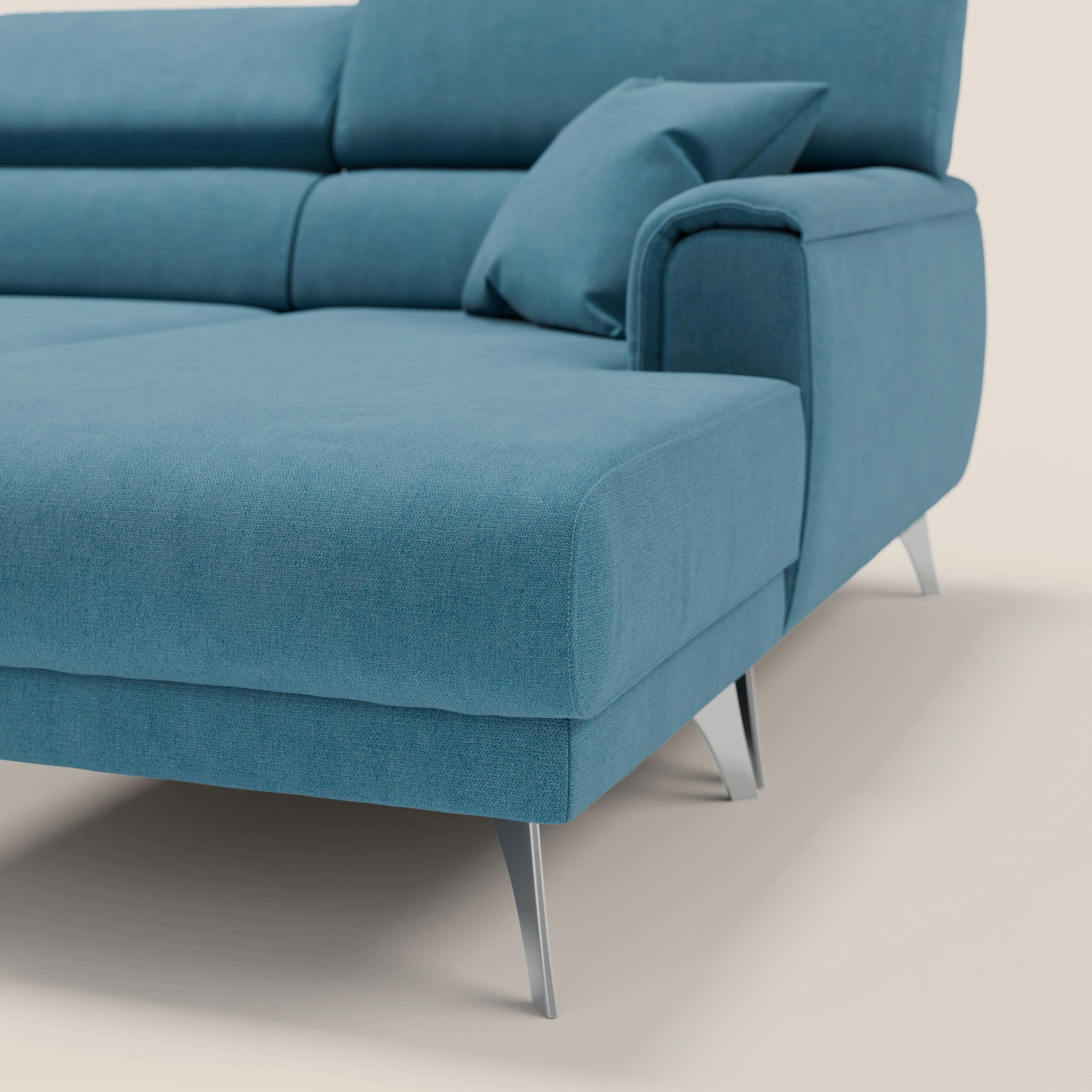 Caravaggio Canapé d'angle avec assises coulissantes en tissu doux imperméable T02 Bleu ciel - Image 8