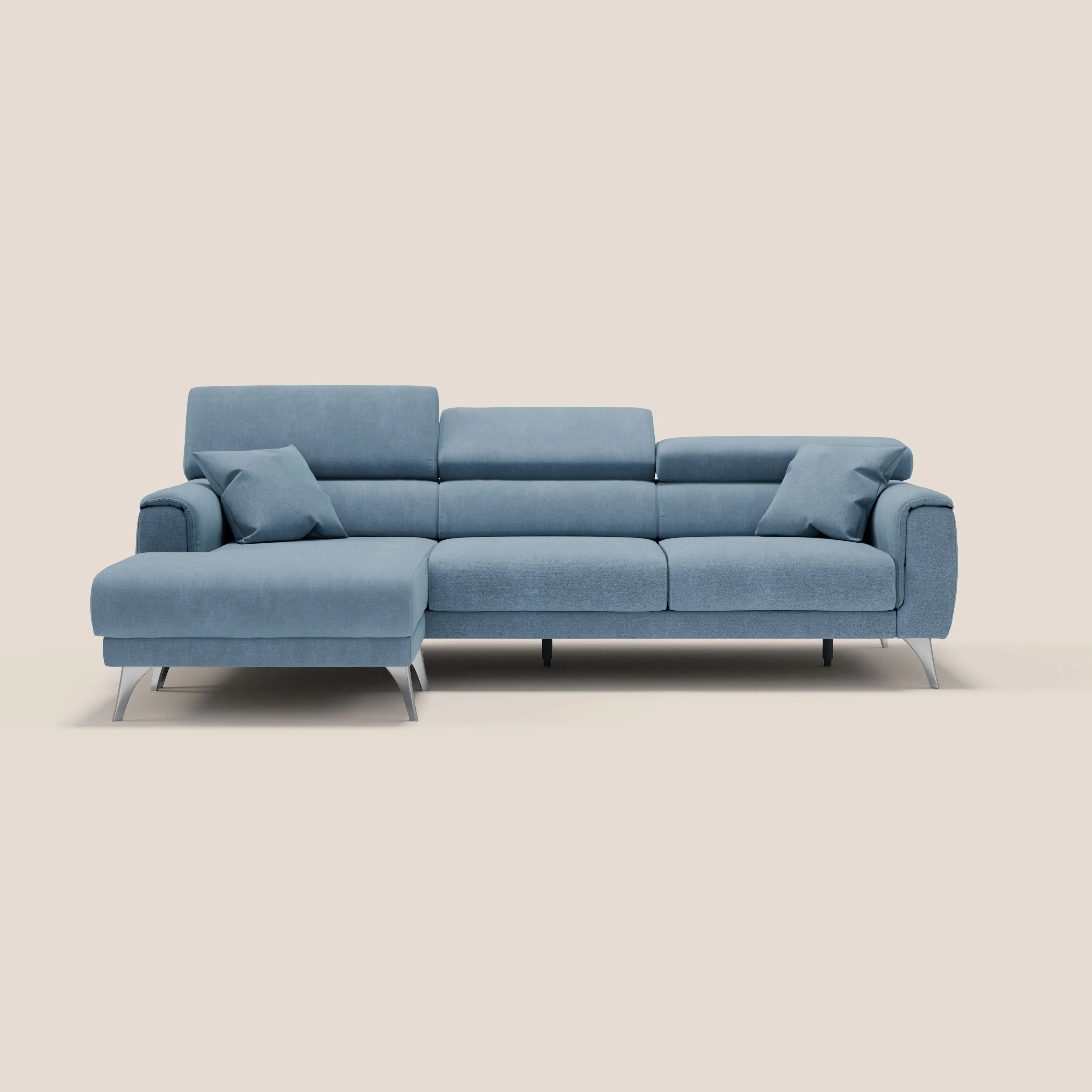 Caravaggio Canapé d'angle avec assises coulissantes en tissu doux imperméable T02 bleu gris - Image 10