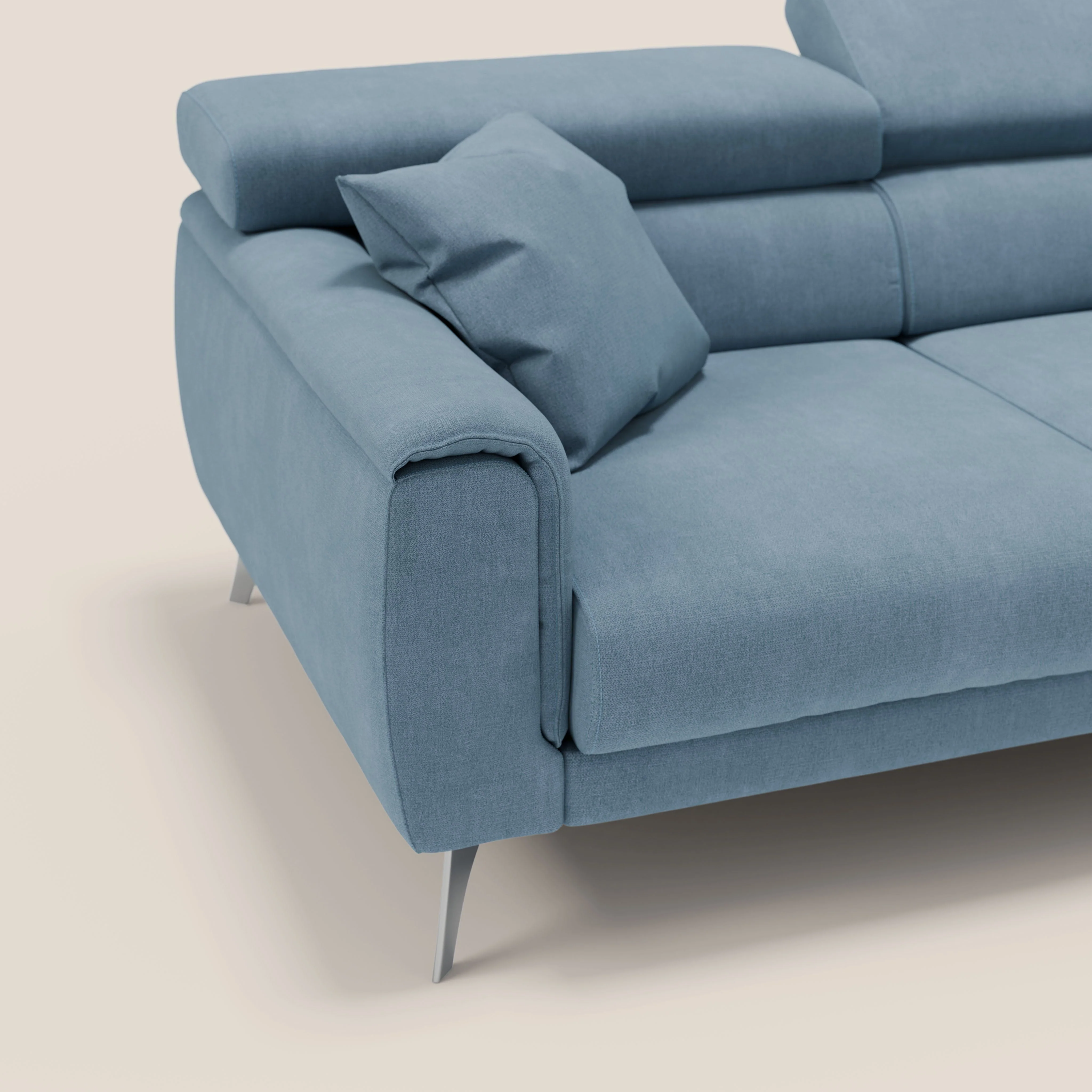 Caravaggio Canapé d'angle avec assises coulissantes en tissu doux imperméable T02 bleu gris - Image 7