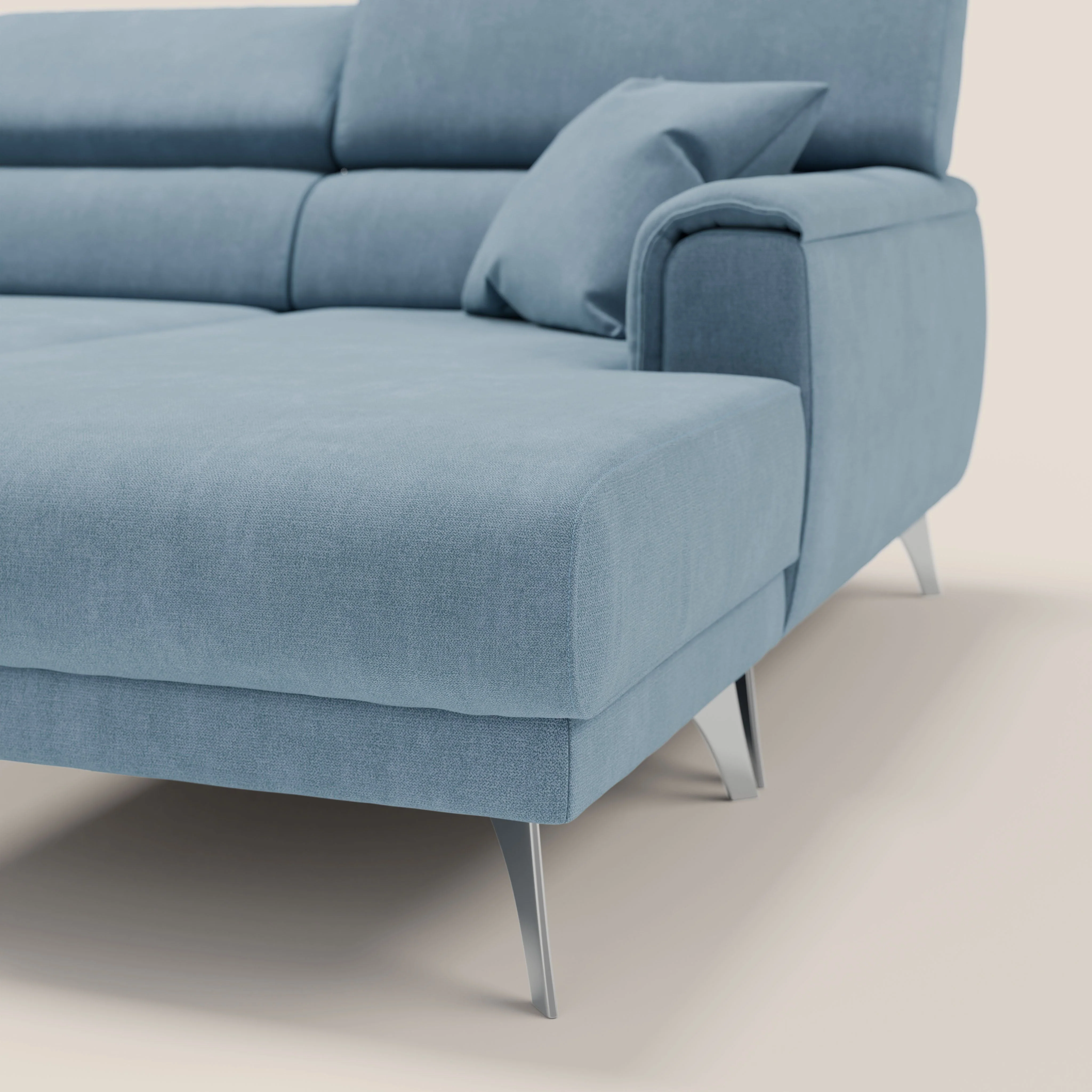 Caravaggio Canapé d'angle avec assises coulissantes en tissu doux imperméable T02 bleu gris - Image 8